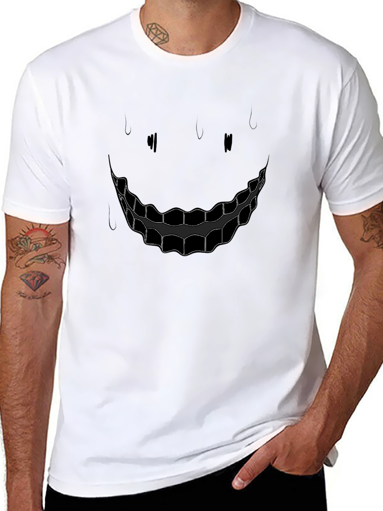 Creepy Smile Graphic Black T-Shirt