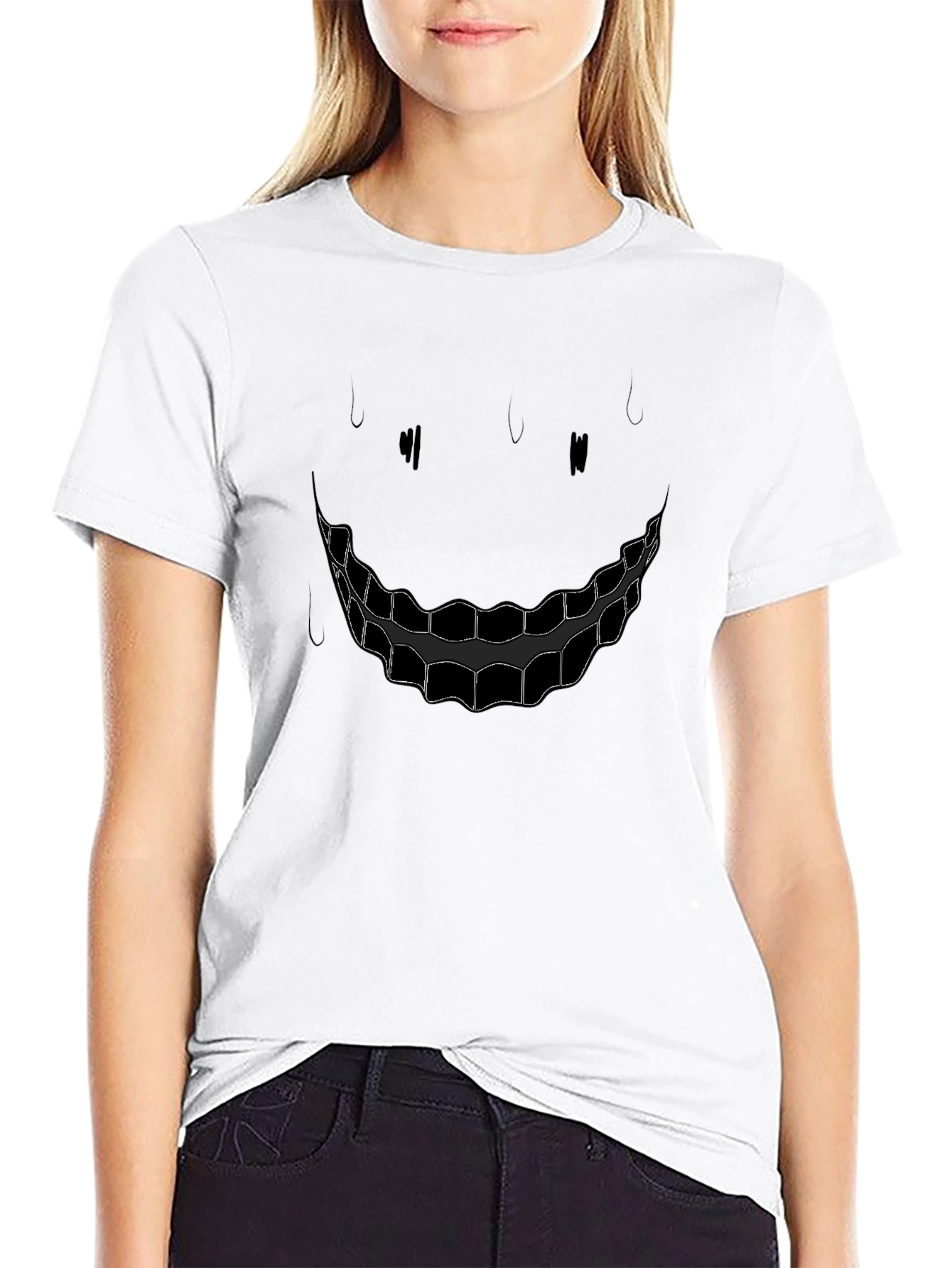 Creepy Smile Graphic Black T-Shirt