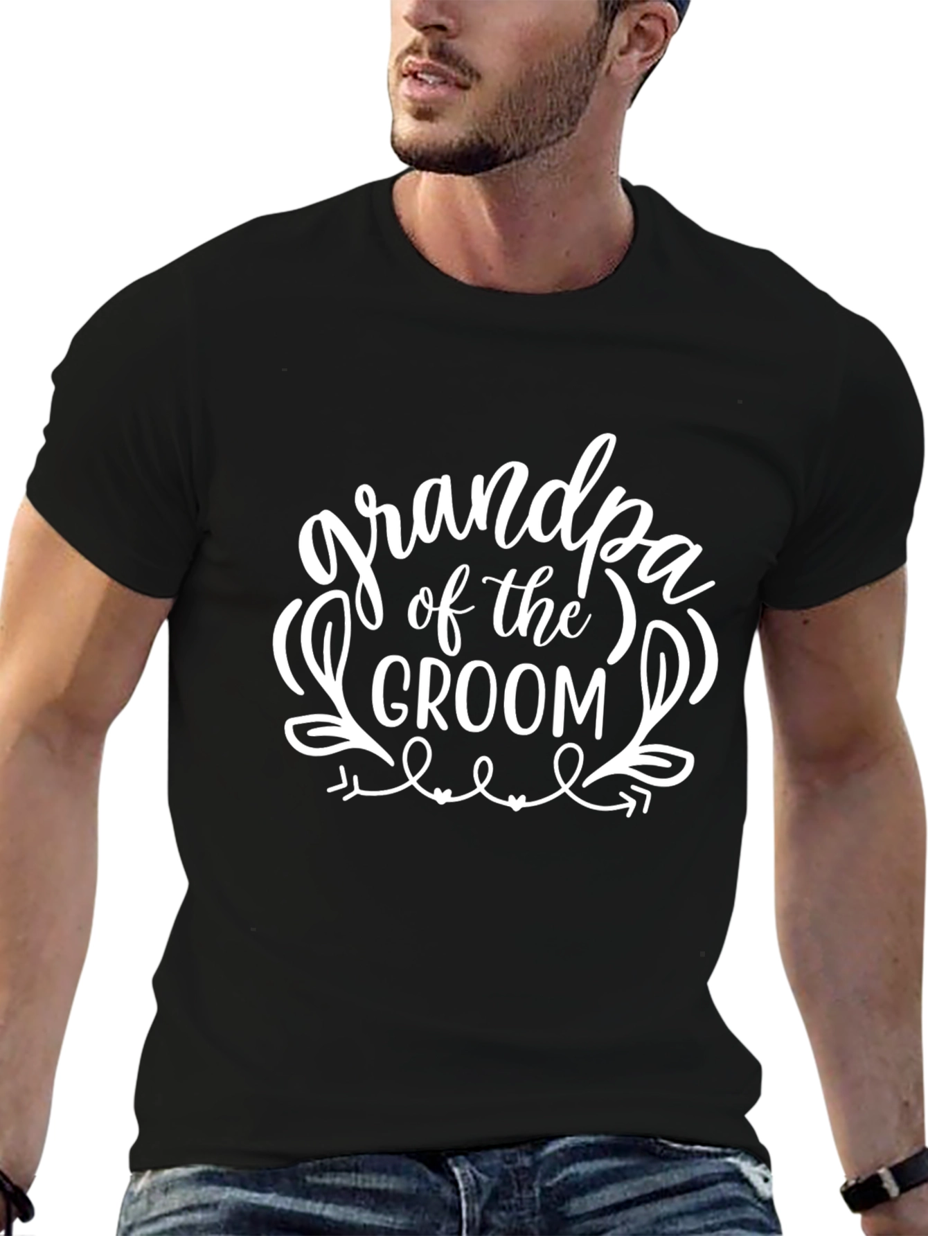 Grandpa of the Groom Black Graphic Tee