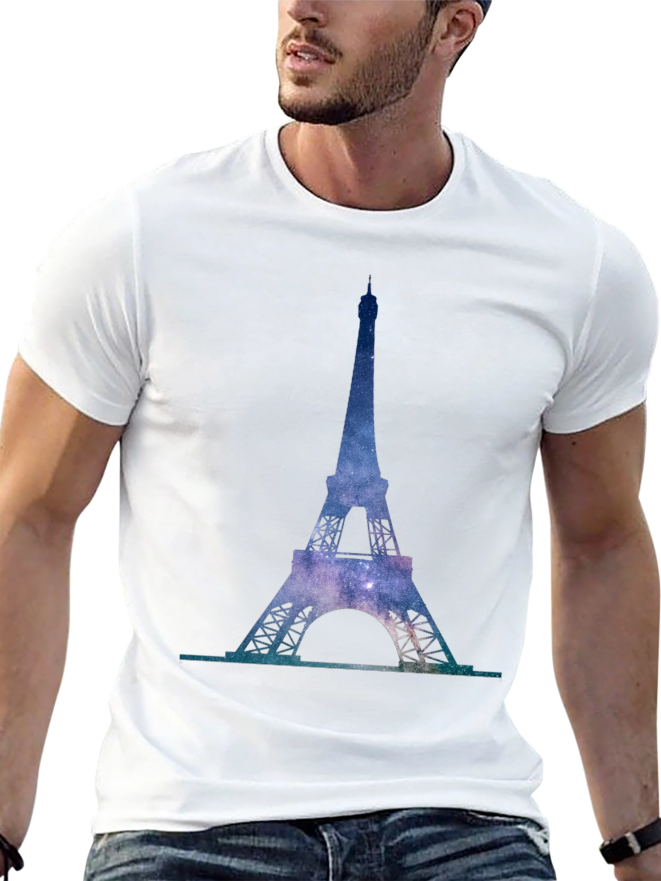 Eiffel Tower Galaxy Print T-Shirt