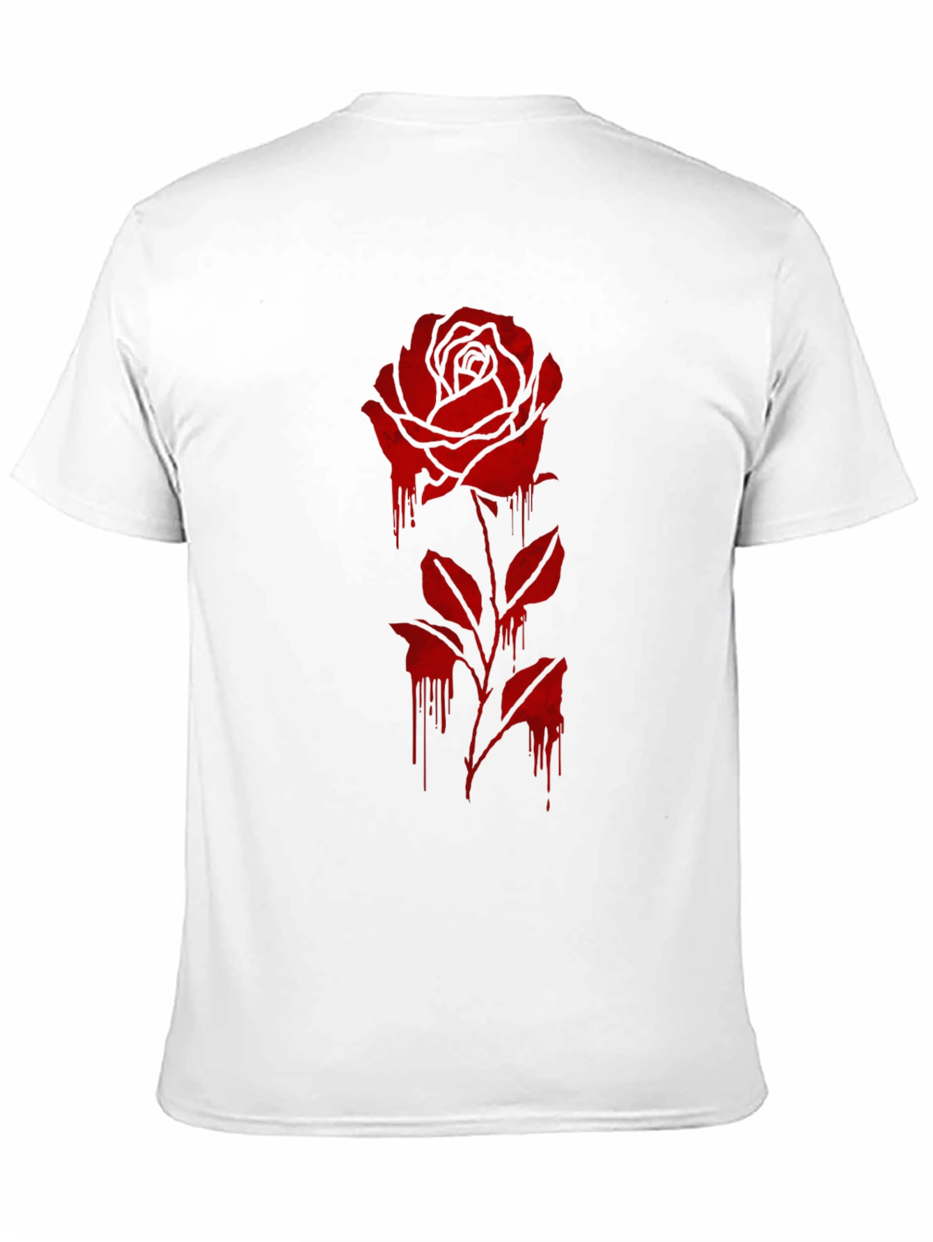 Mens Black T-Shirt with Dripping Rose Graphic