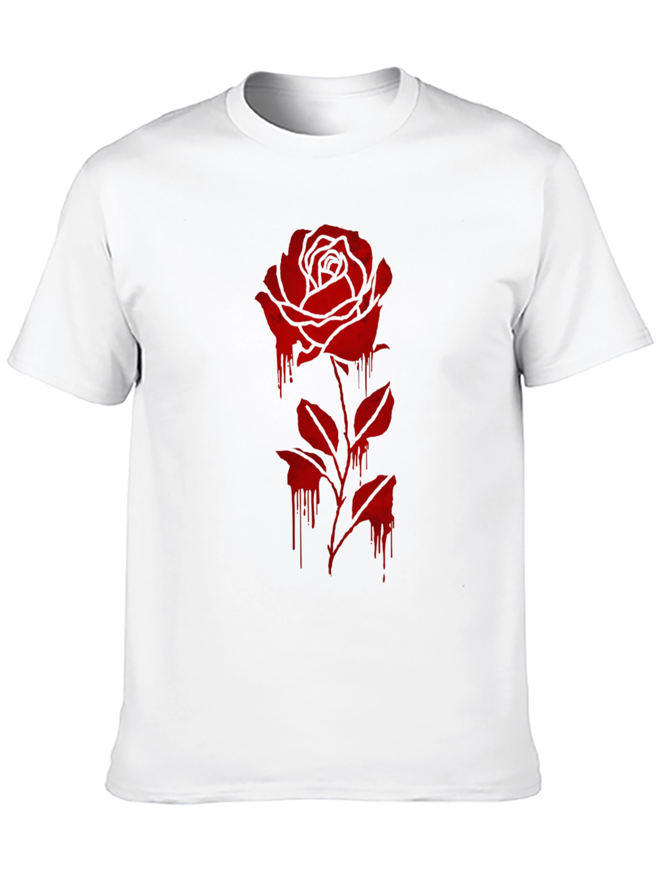 Mens Black T-Shirt with Dripping Rose Graphic