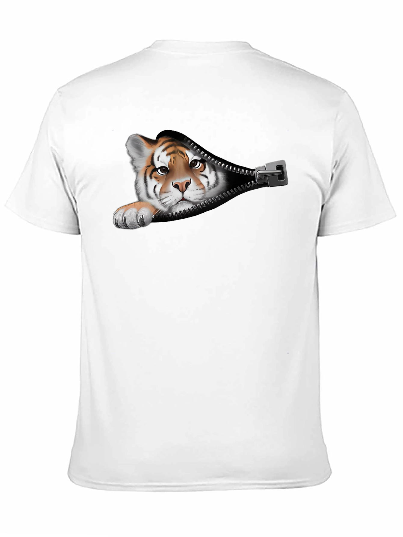 Tiger Peeking Out Zipper Graphic T-Shirt