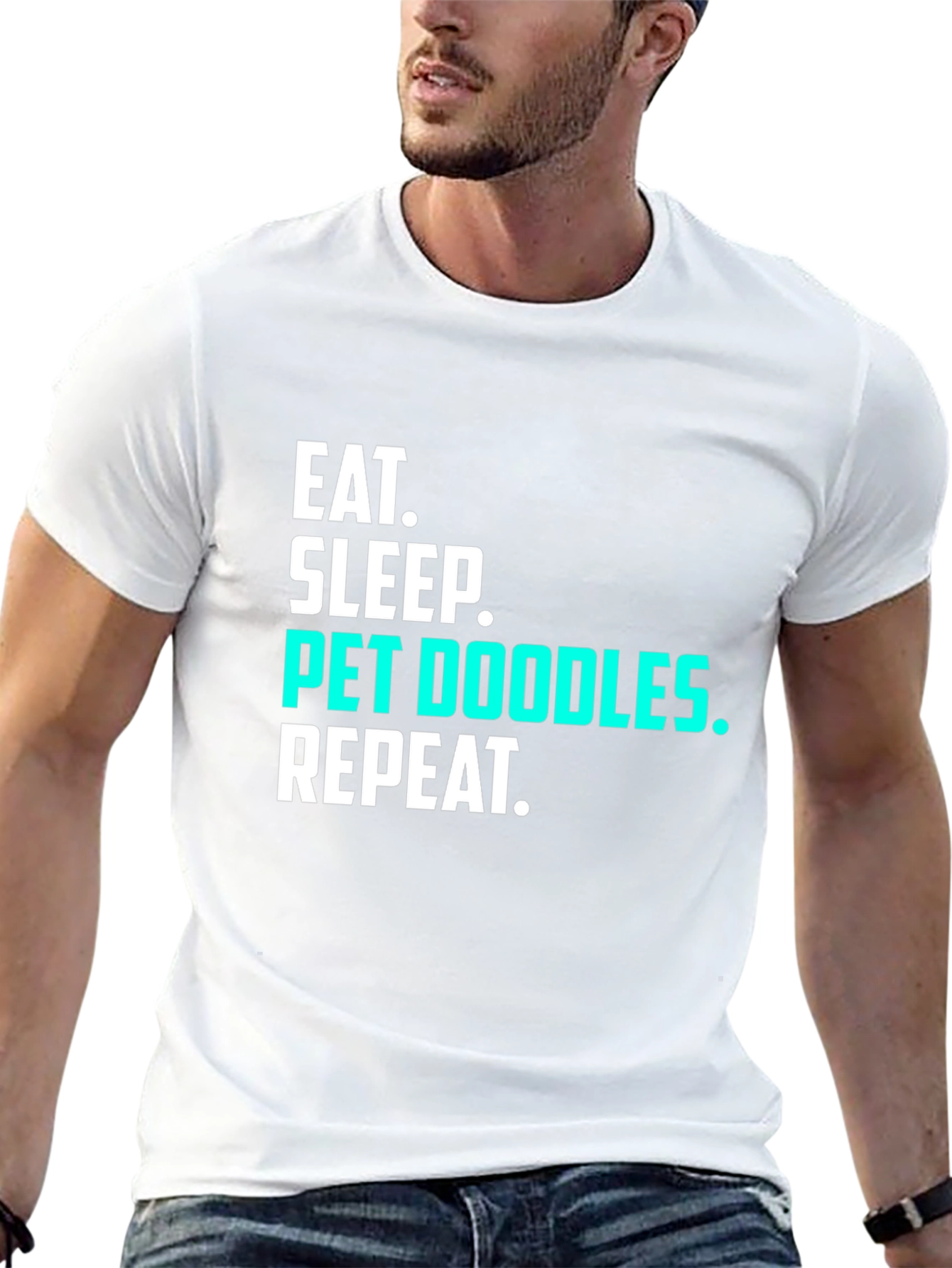 Eat Sleep Pet Doodles Repeat Black T-Shirt