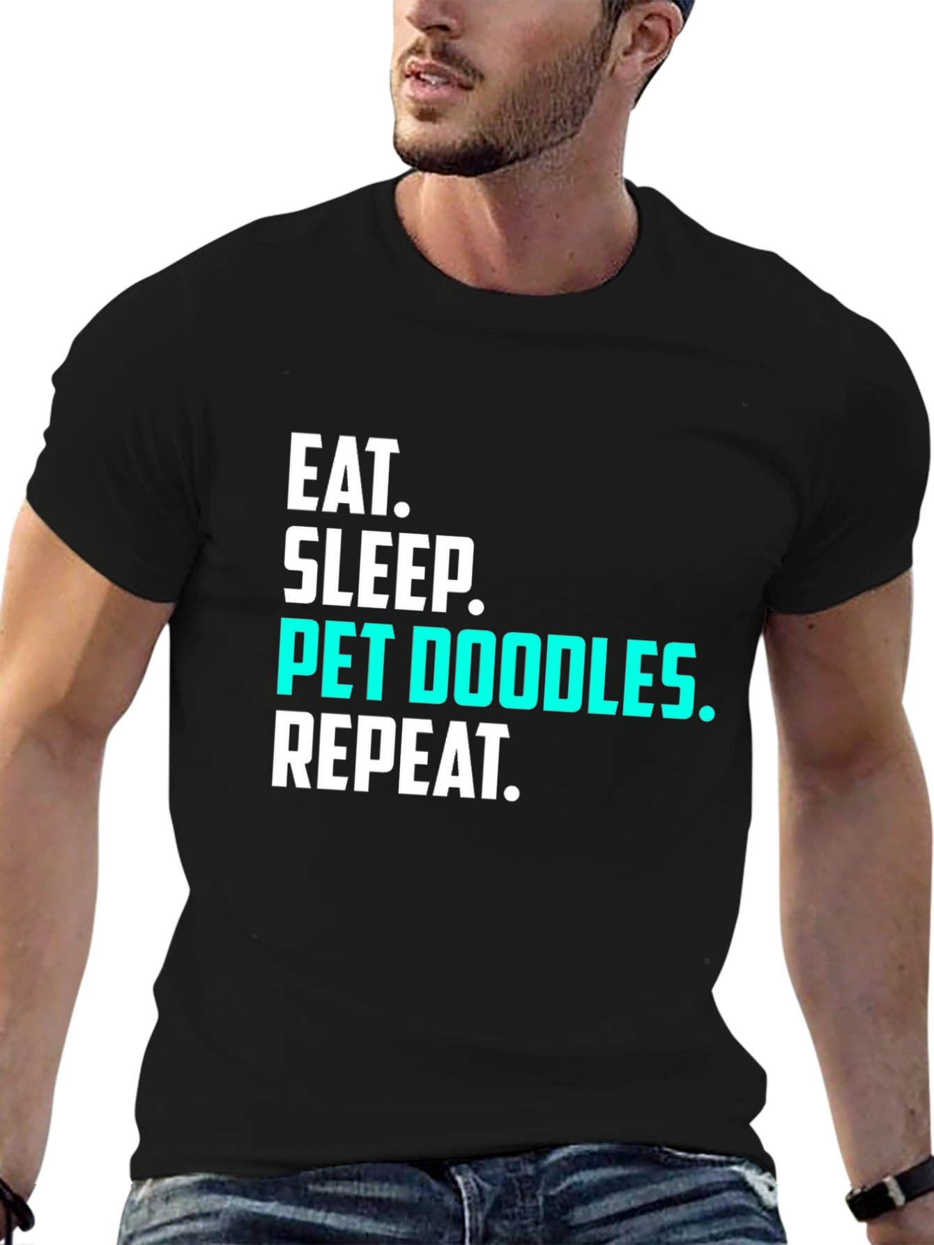 Eat Sleep Pet Doodles Repeat Black T-Shirt