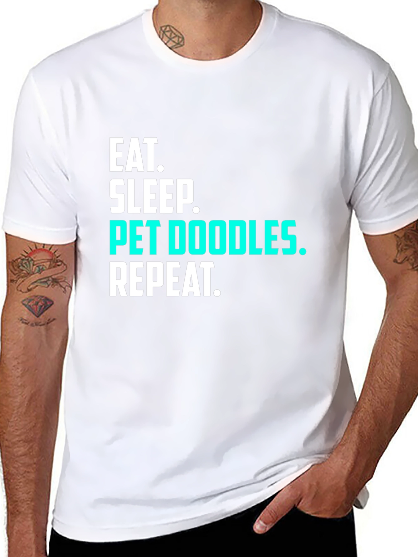 Eat Sleep Pet Doodles Repeat Black T-Shirt