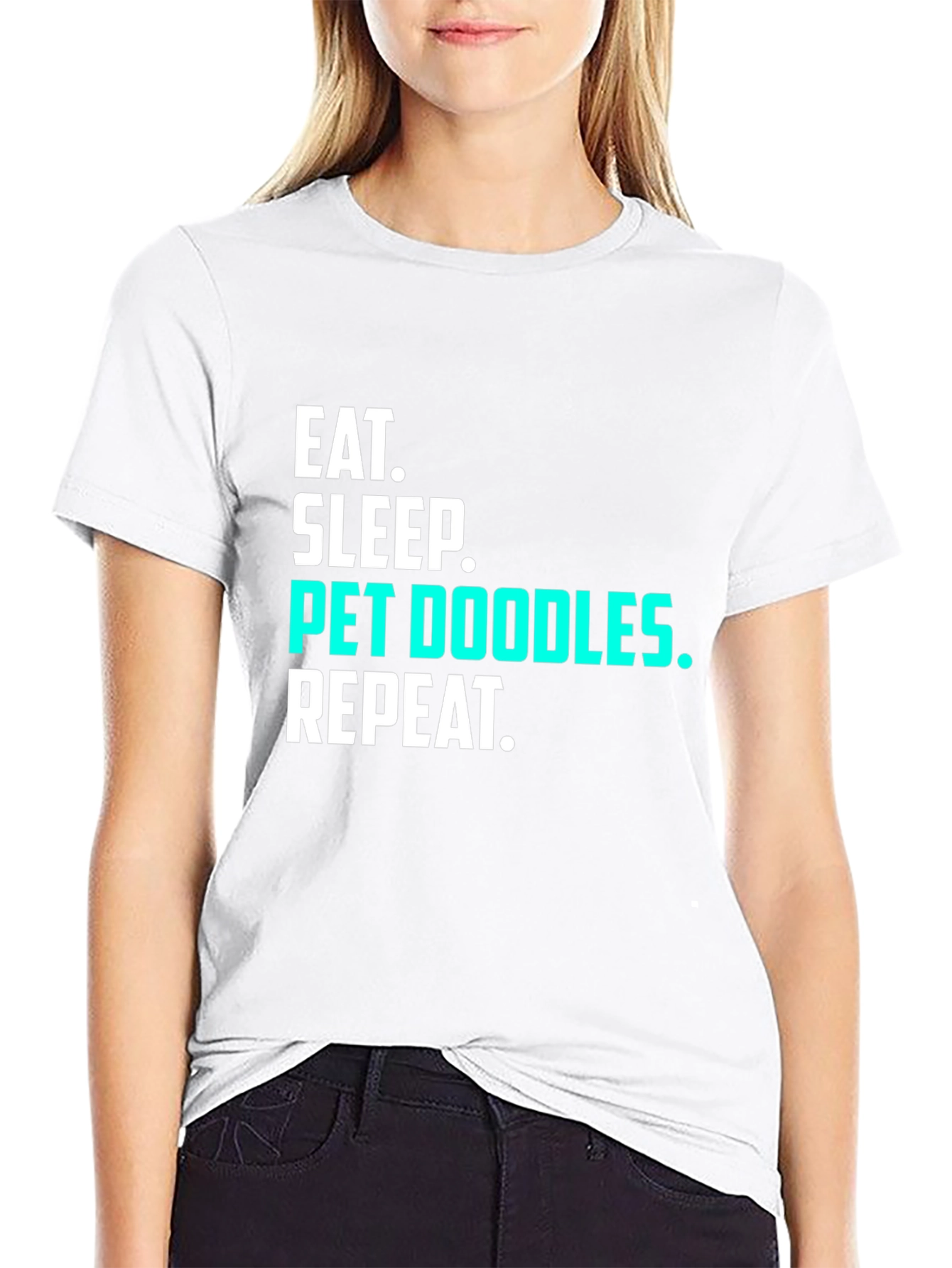 Eat Sleep Pet Doodles Repeat Black T-Shirt