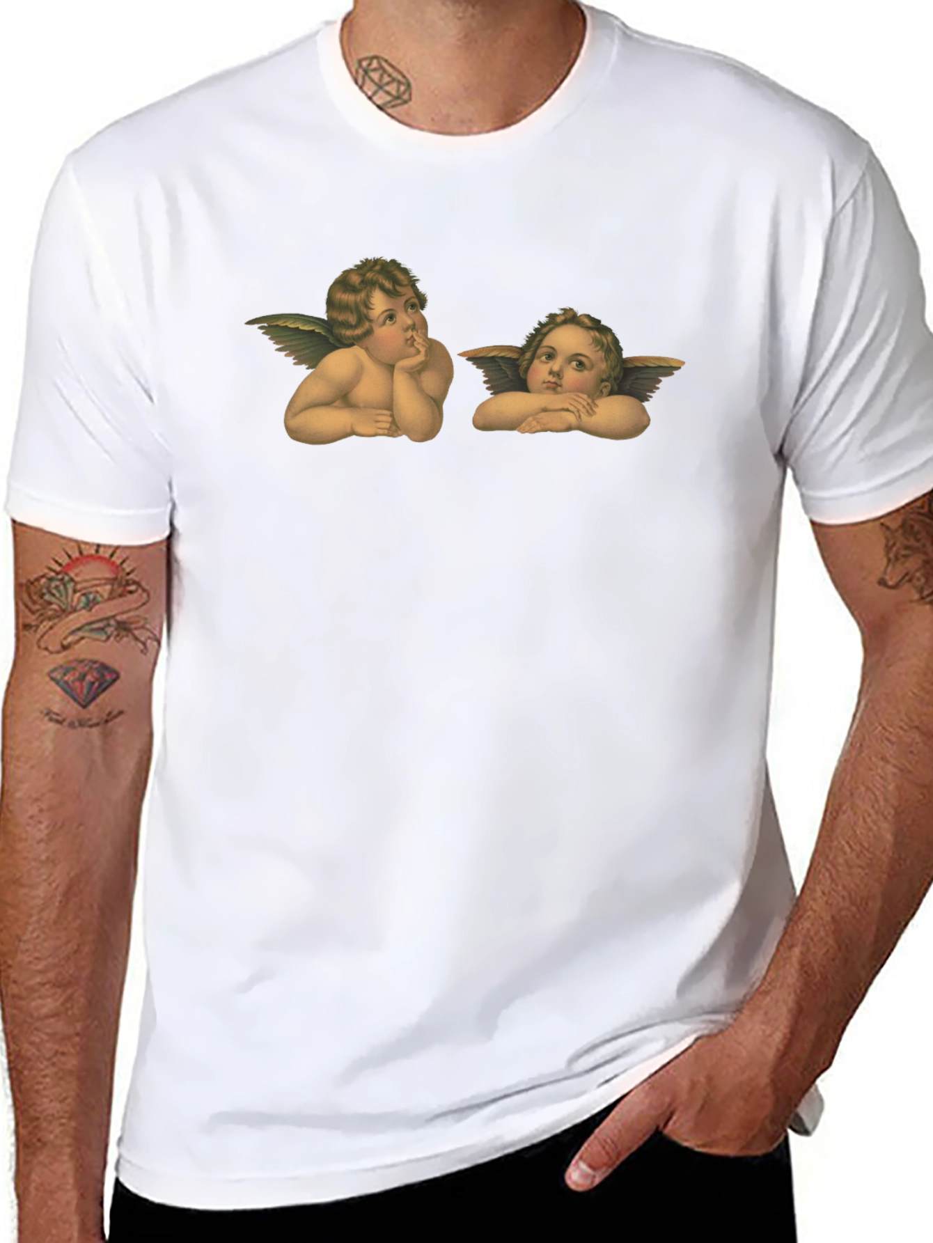 Angelic Cherub Graphic Tee - Classic Black T-Shirt