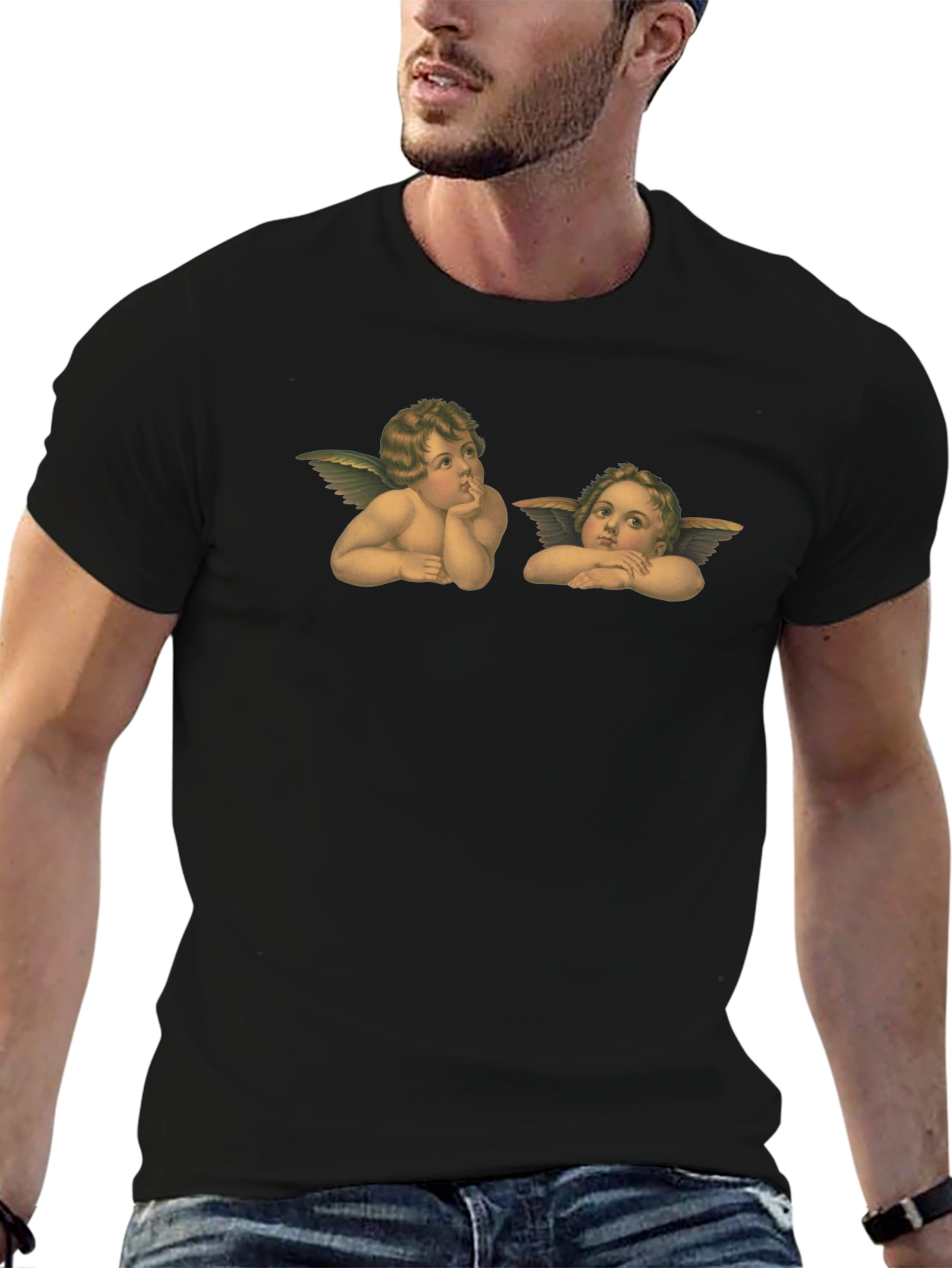 Angelic Cherub Graphic Tee - Classic Black T-Shirt