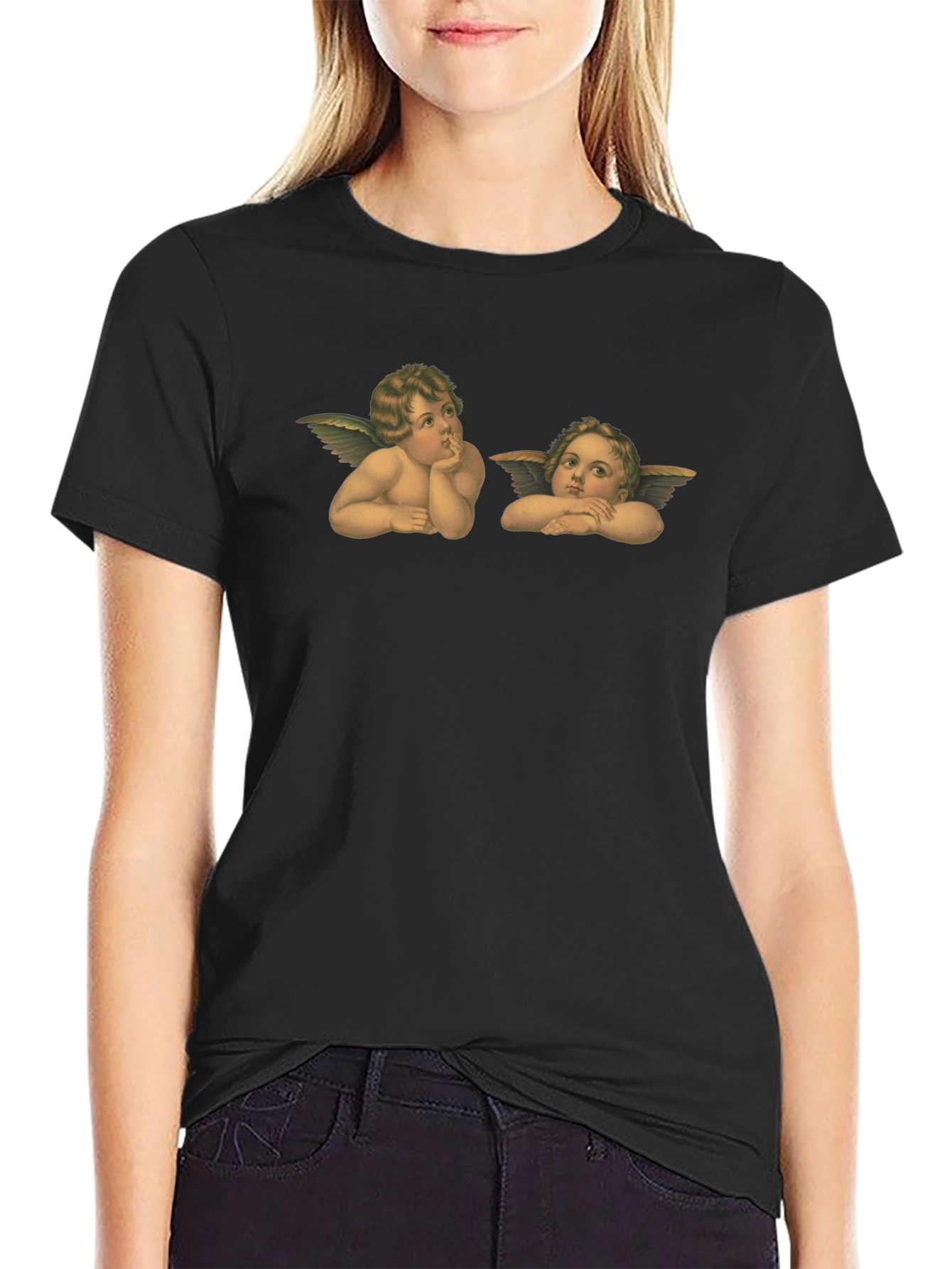 Angelic Cherub Graphic Tee - Classic Black T-Shirt