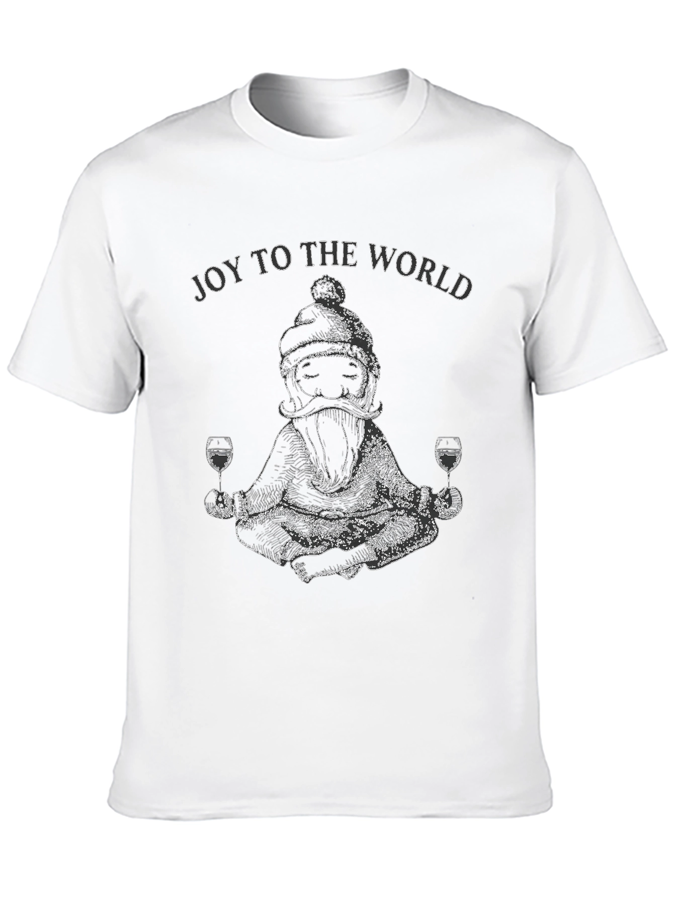 Joy To The World Santa Wine Meditation T-Shirt