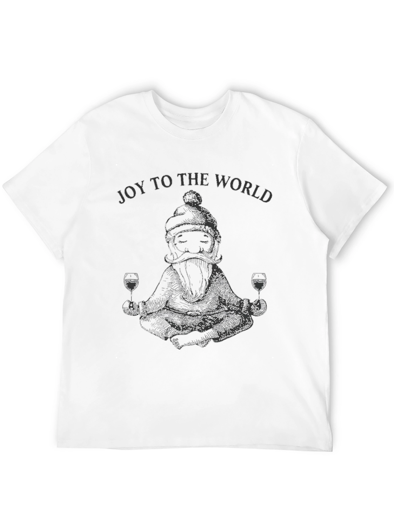 Joy To The World Santa Wine Meditation T-Shirt