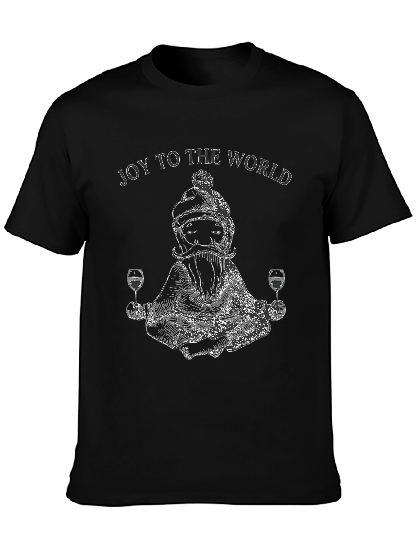 Joy To The World Santa Wine Meditation T-Shirt