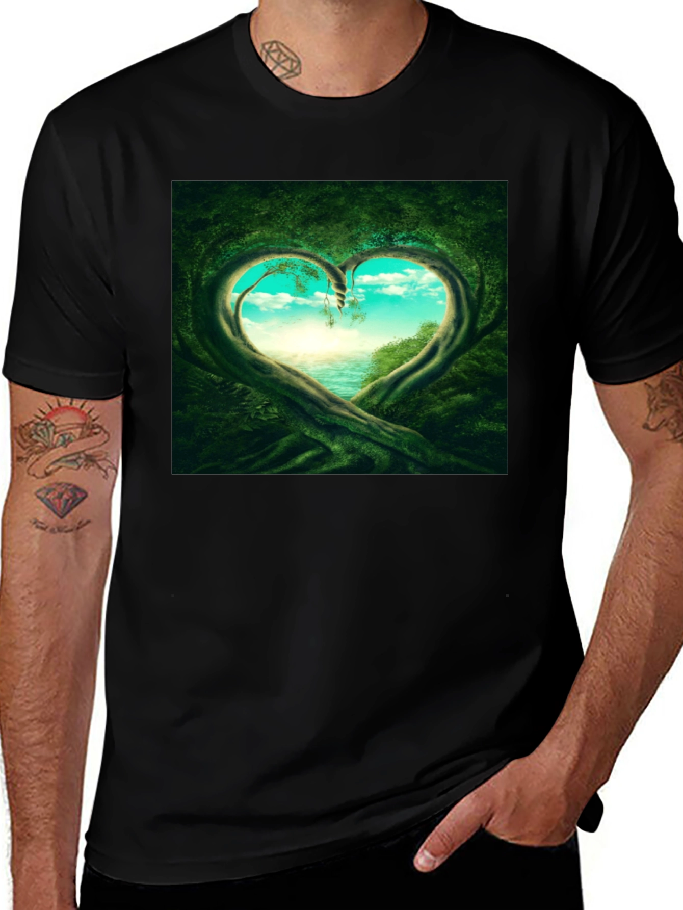 Natures Heart T-Shirt - Black Cotton Tee