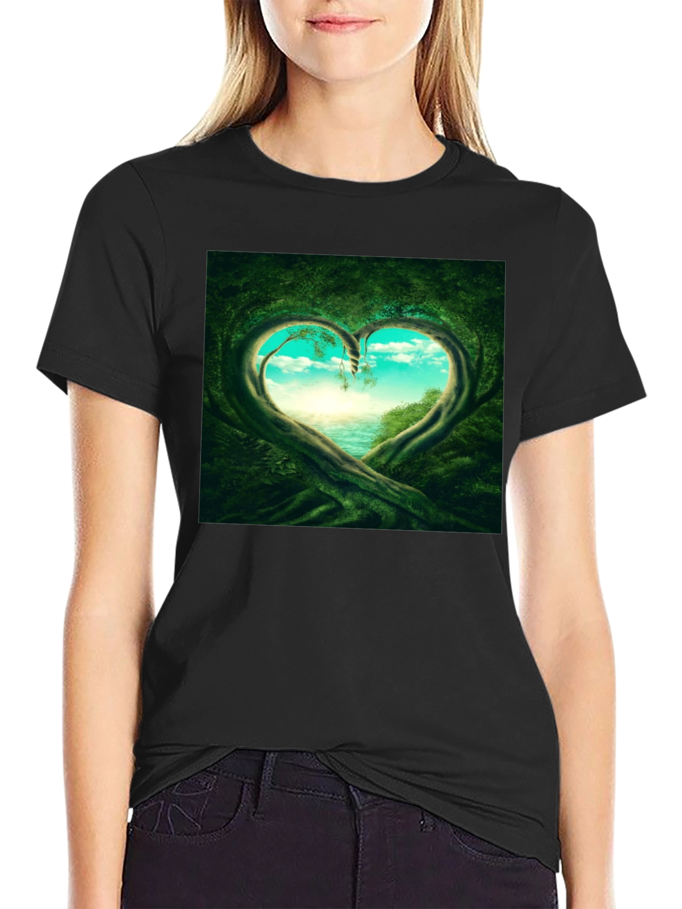 Natures Heart T-Shirt - Black Cotton Tee