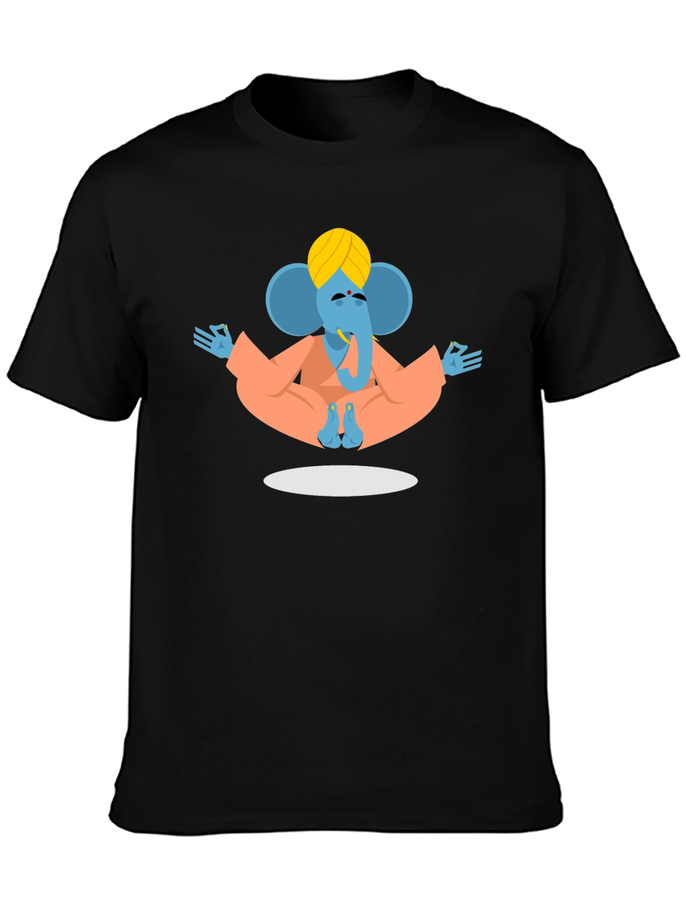 Meditating Ganesha Graphic Tee - Black Cotton Blend