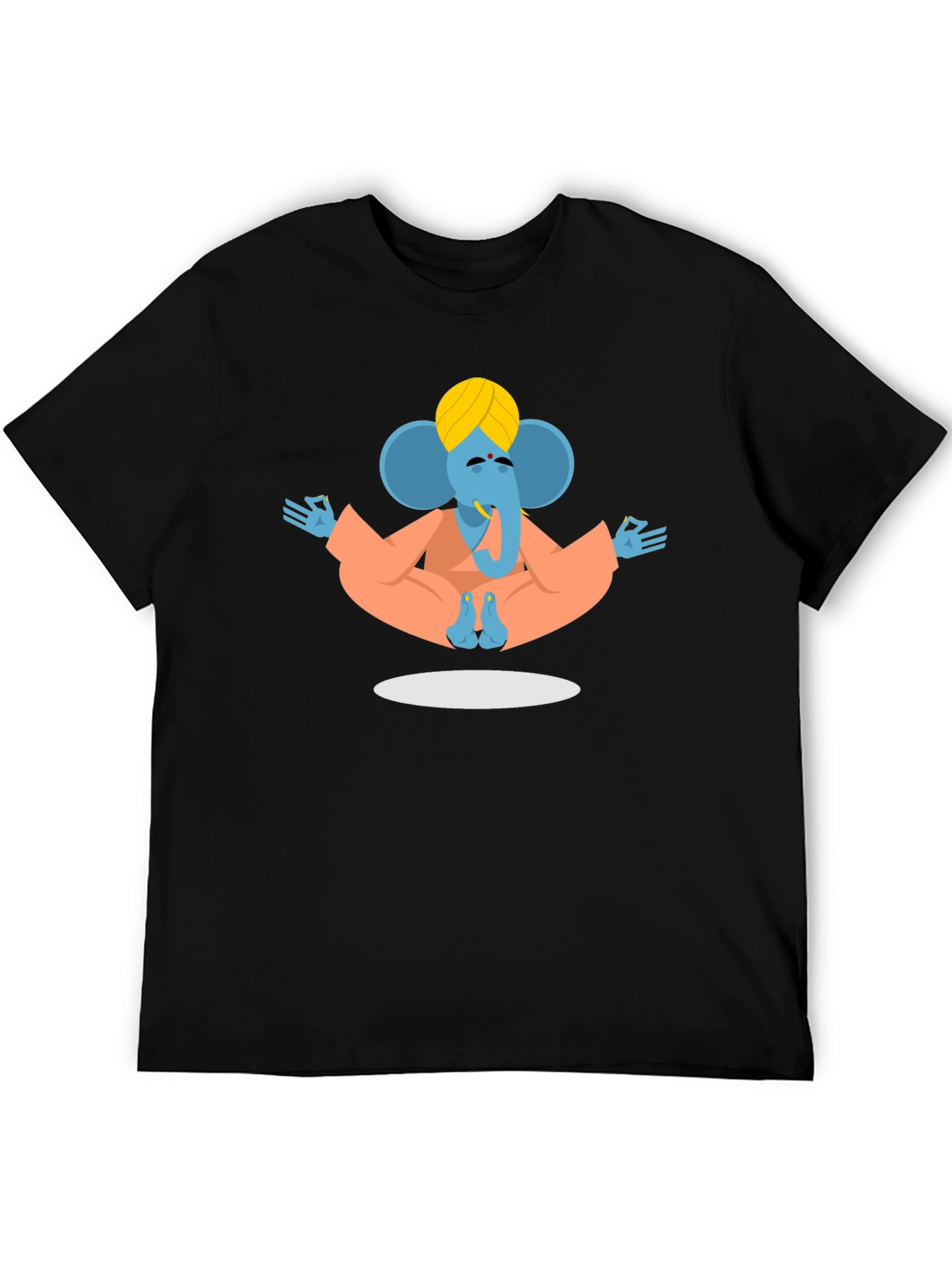 Meditating Ganesha Graphic Tee - Black Cotton Blend