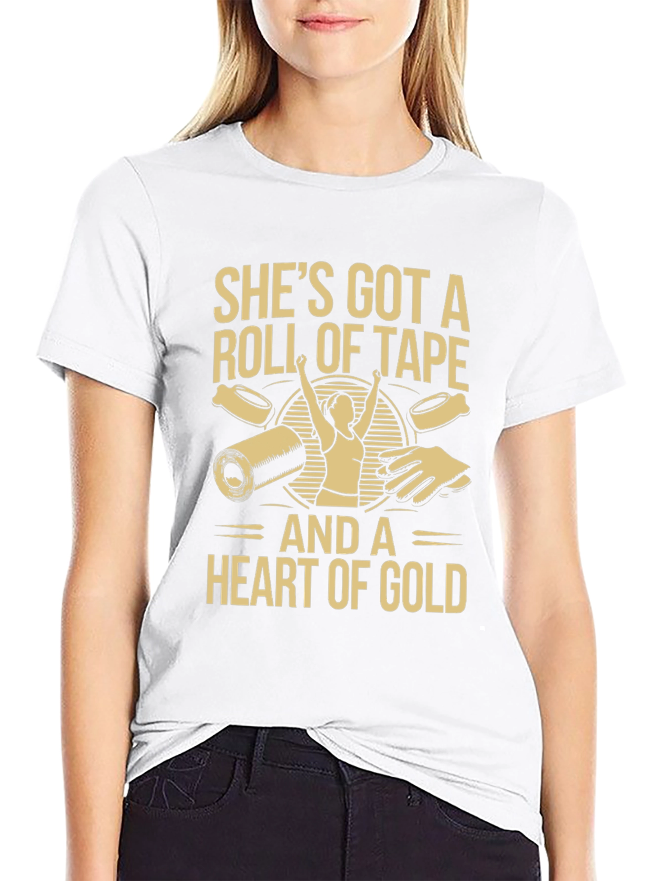 Roll of Tape and Heart of Gold Black T-Shirt