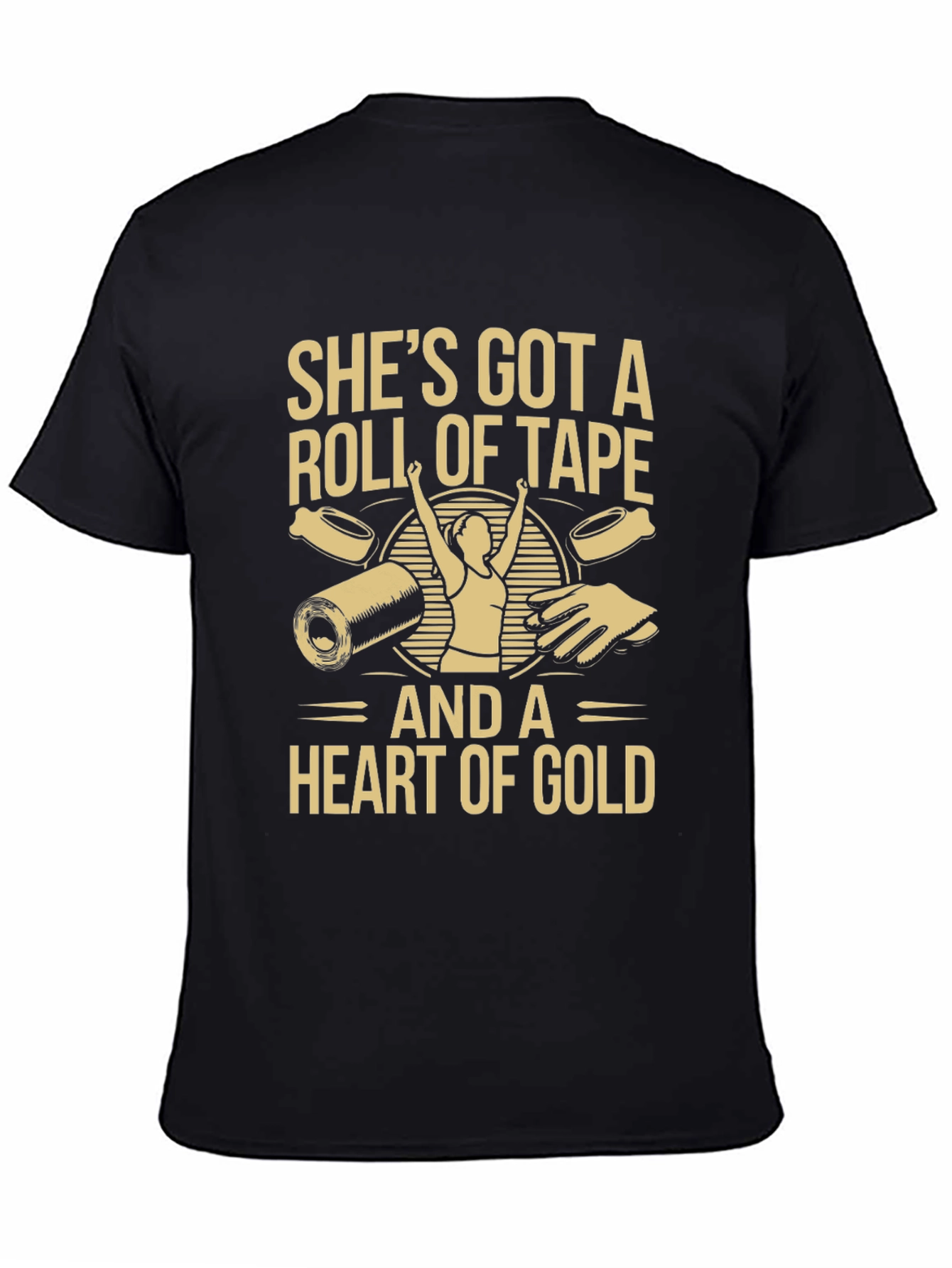 Roll of Tape and Heart of Gold Black T-Shirt