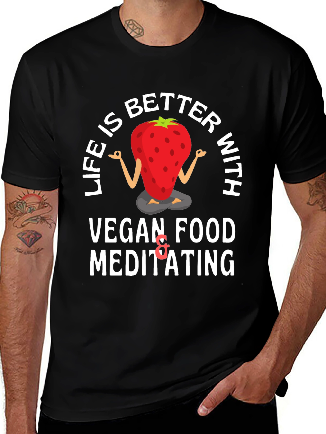 Vegan Strawberry Meditating T-Shirt