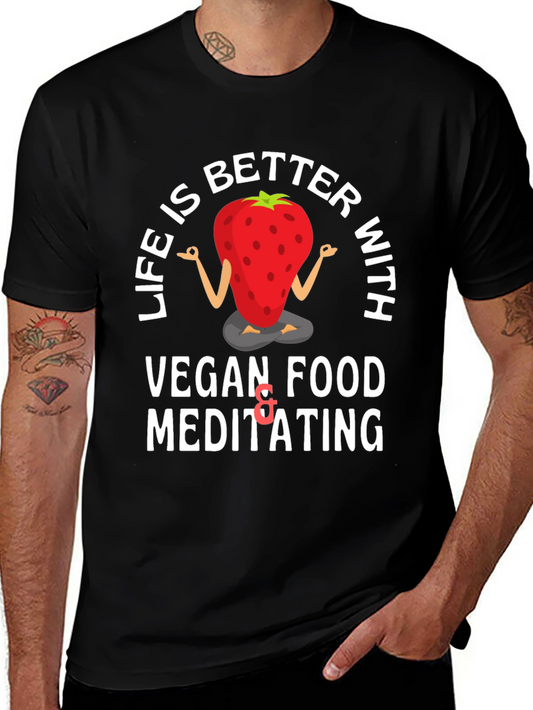 Vegan Strawberry Meditating T-Shirt