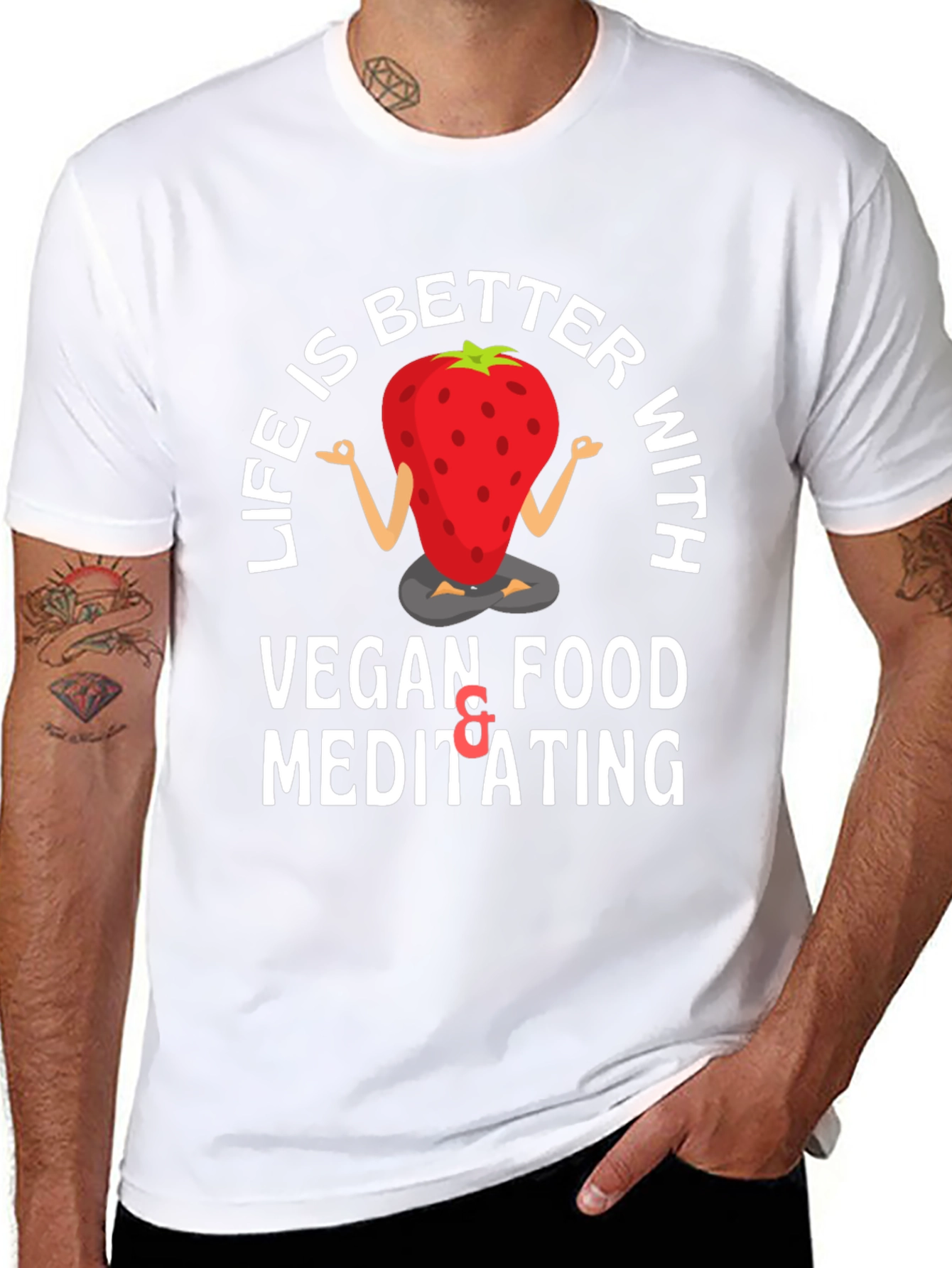 Vegan Strawberry Meditating T-Shirt