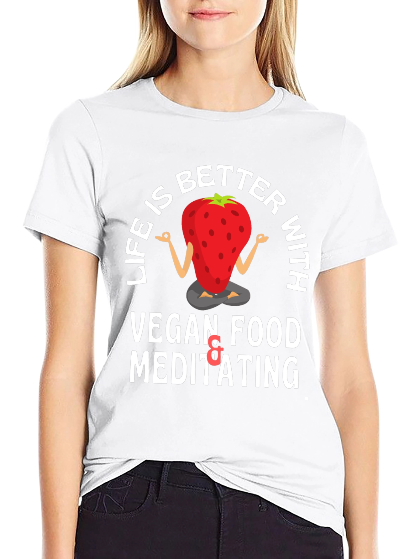 Vegan Strawberry Meditating T-Shirt