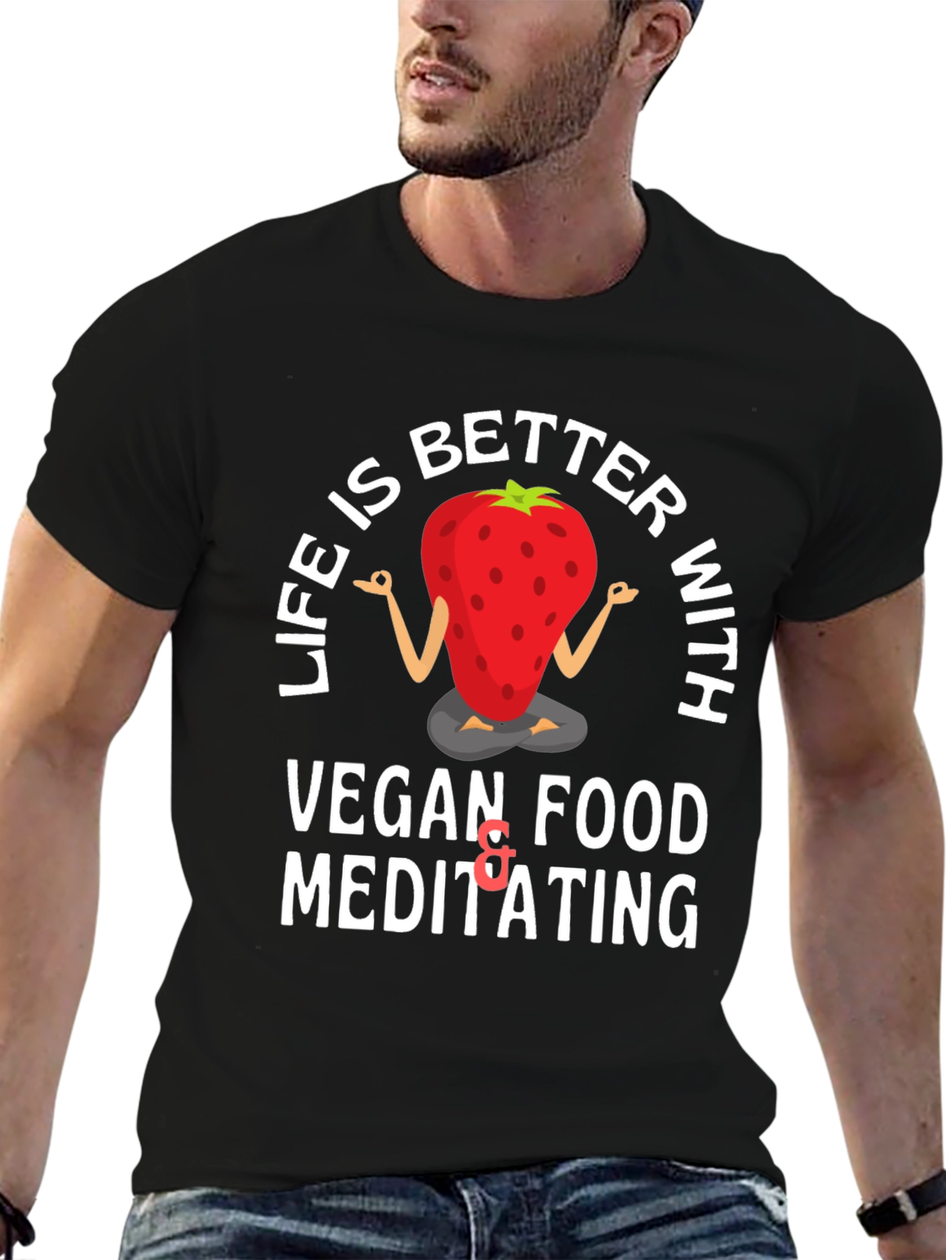 Vegan Strawberry Meditating T-Shirt