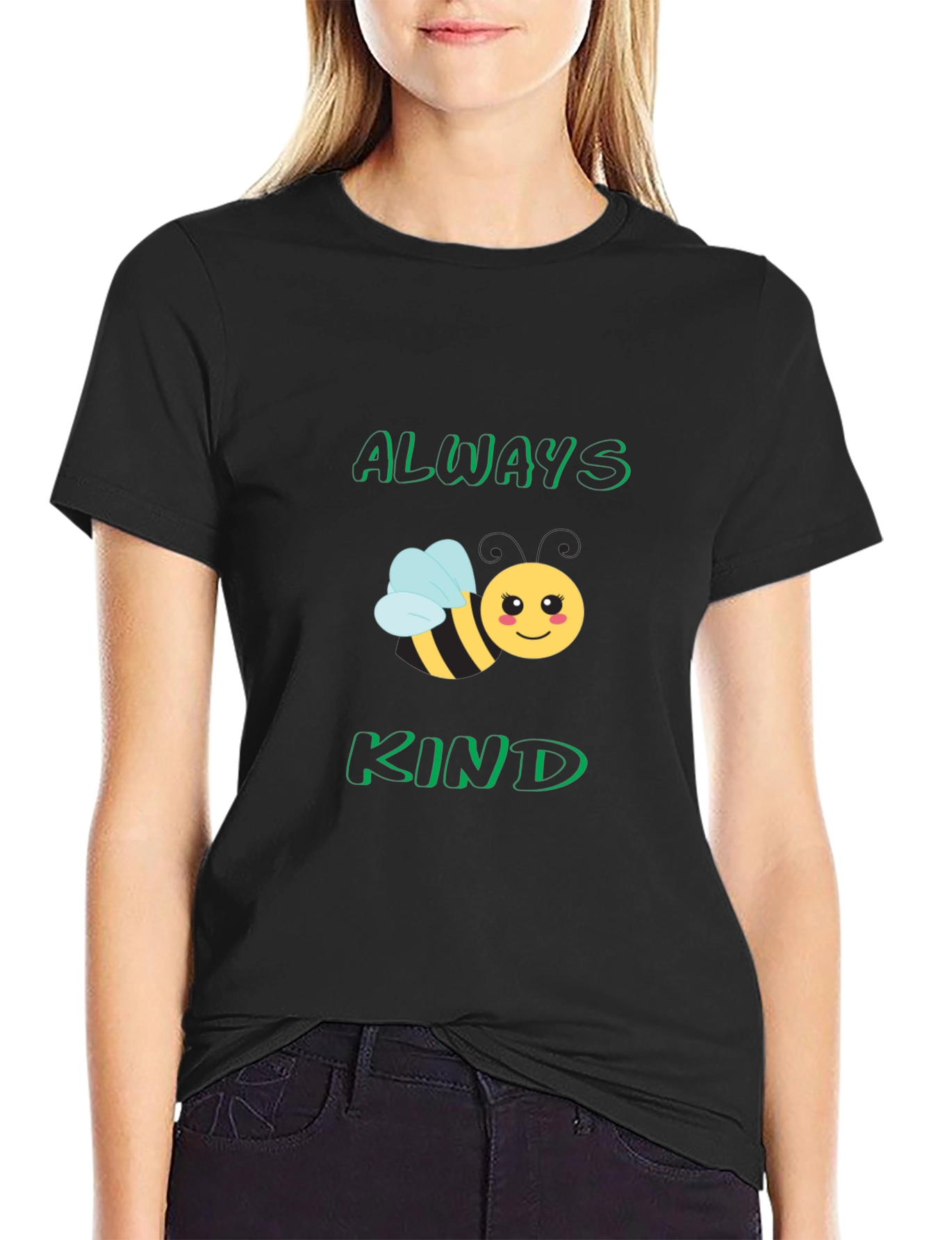 Always Bee Kind T-Shirt - Black Cute Bee Design