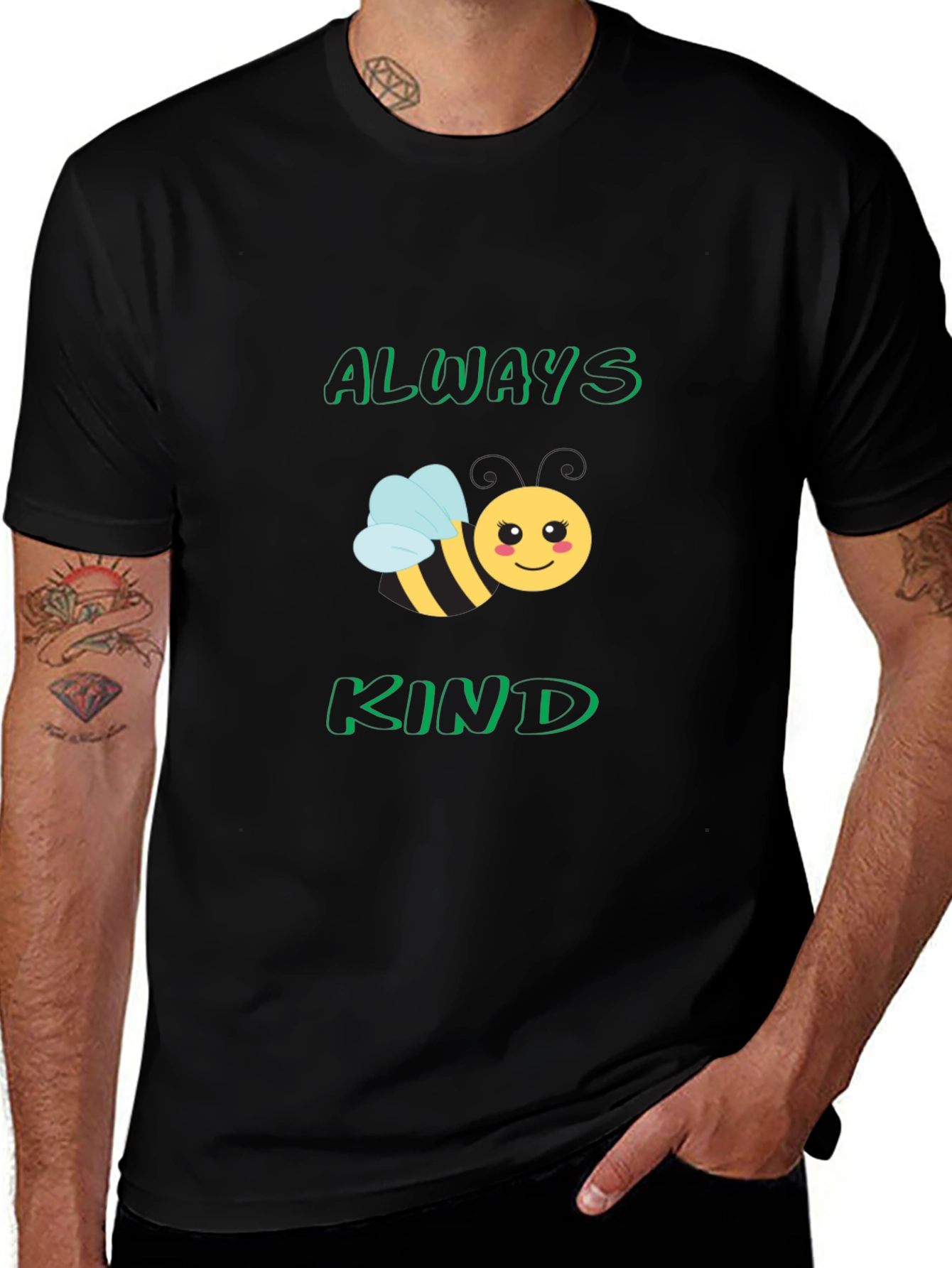 Always Bee Kind T-Shirt - Black Cute Bee Design