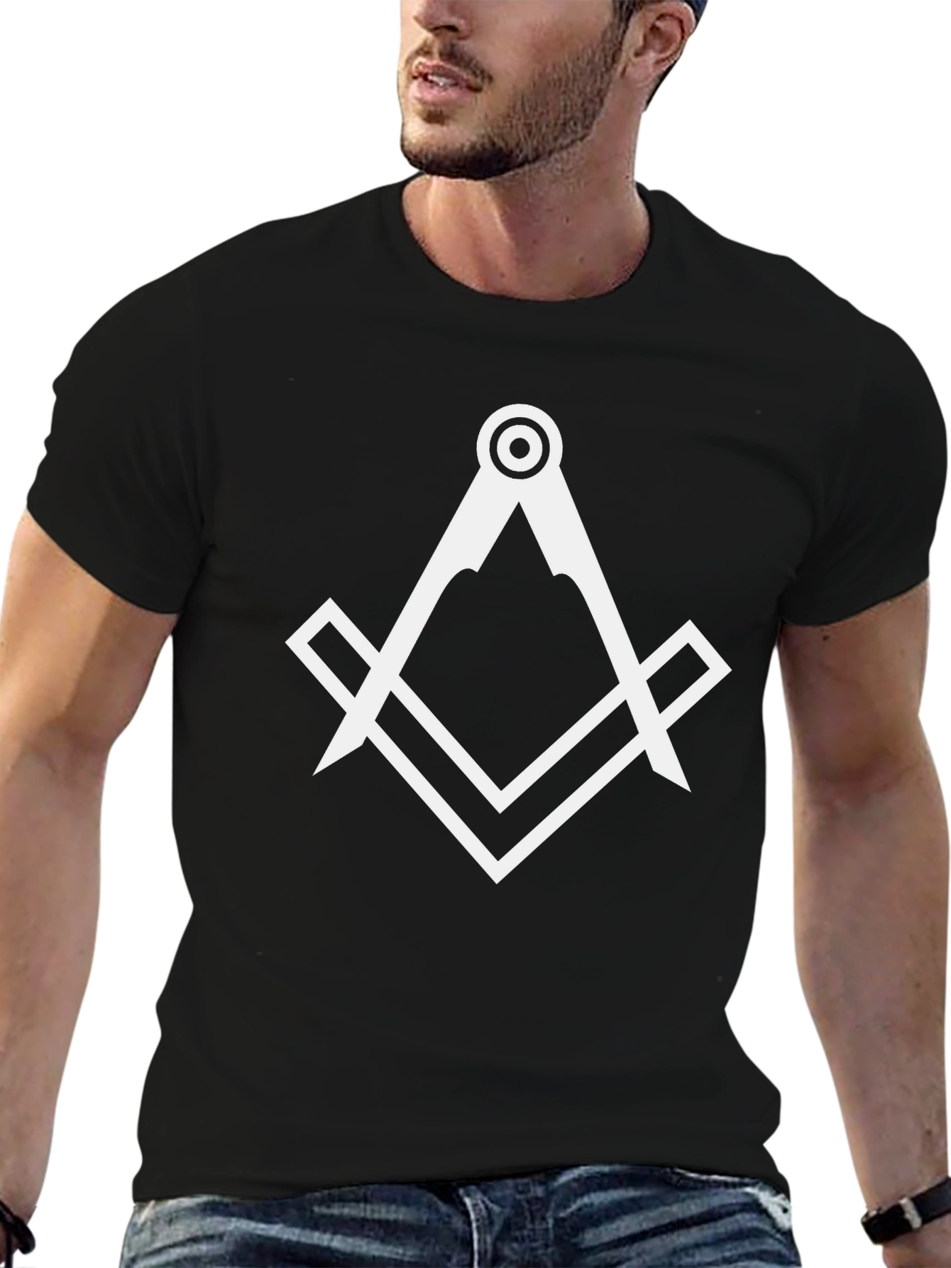 Masonic Compass & Square Black T-Shirt