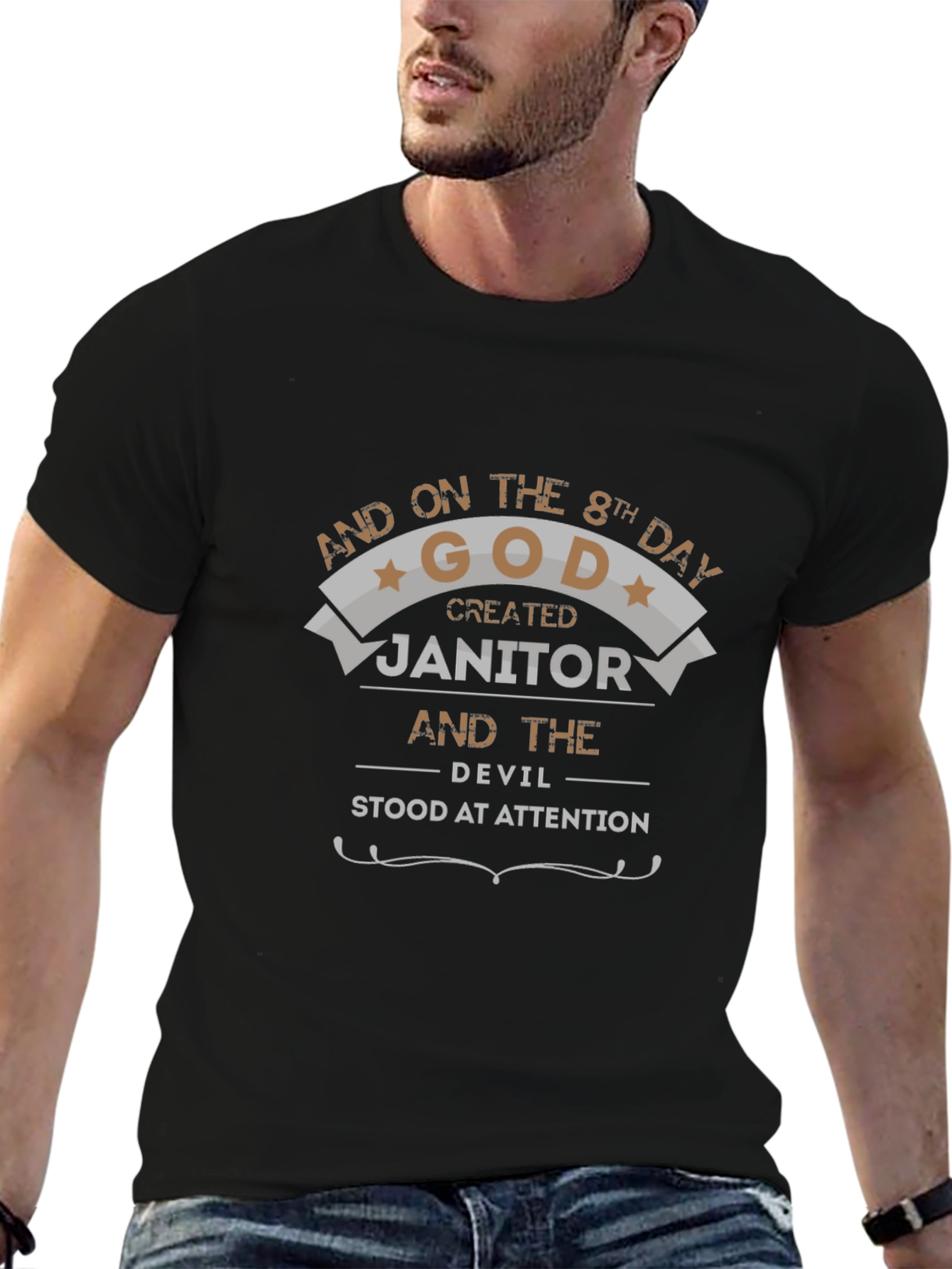 Humorous Janitor T-Shirt: God Created Janitor