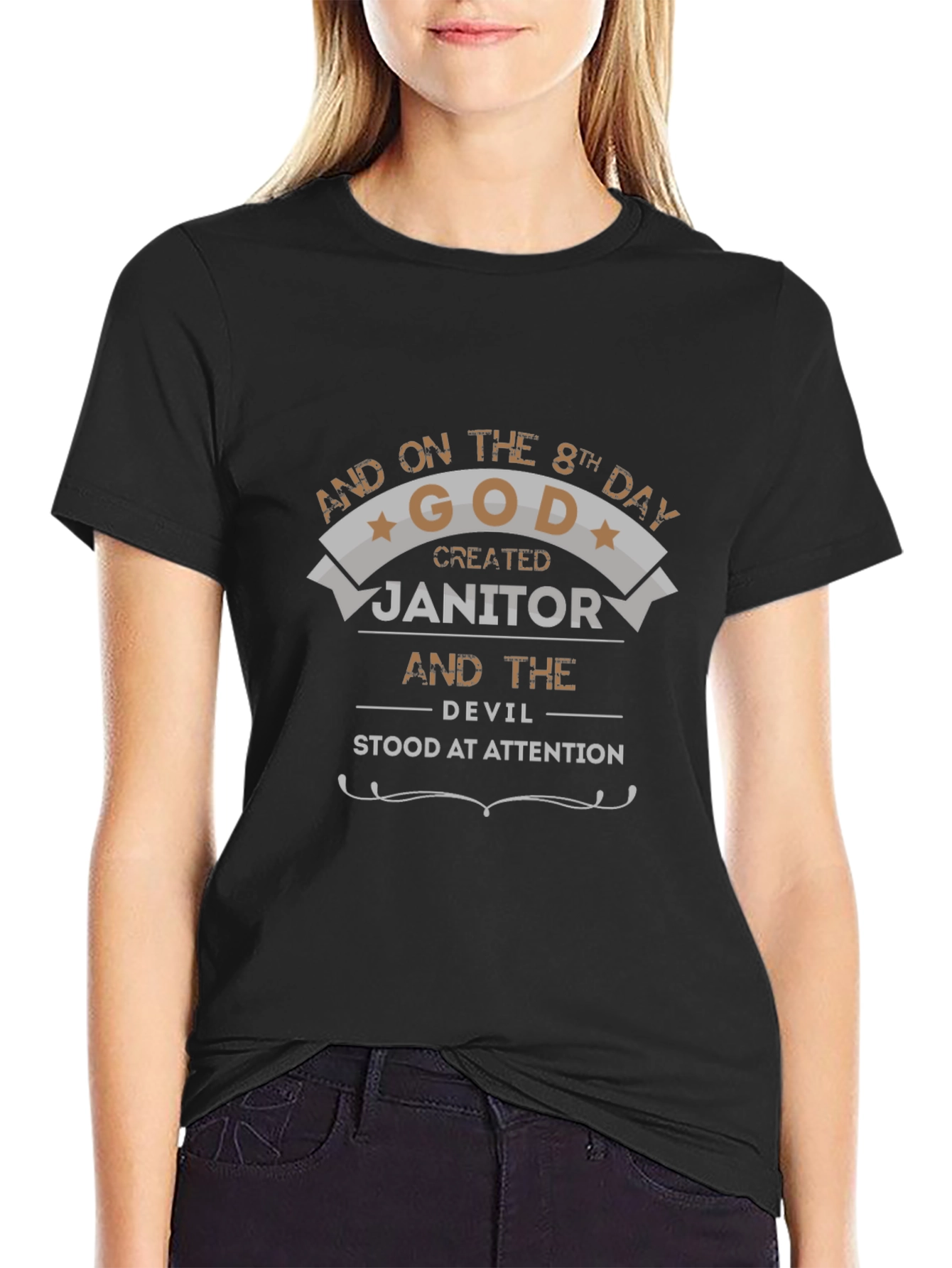 Humorous Janitor T-Shirt: God Created Janitor