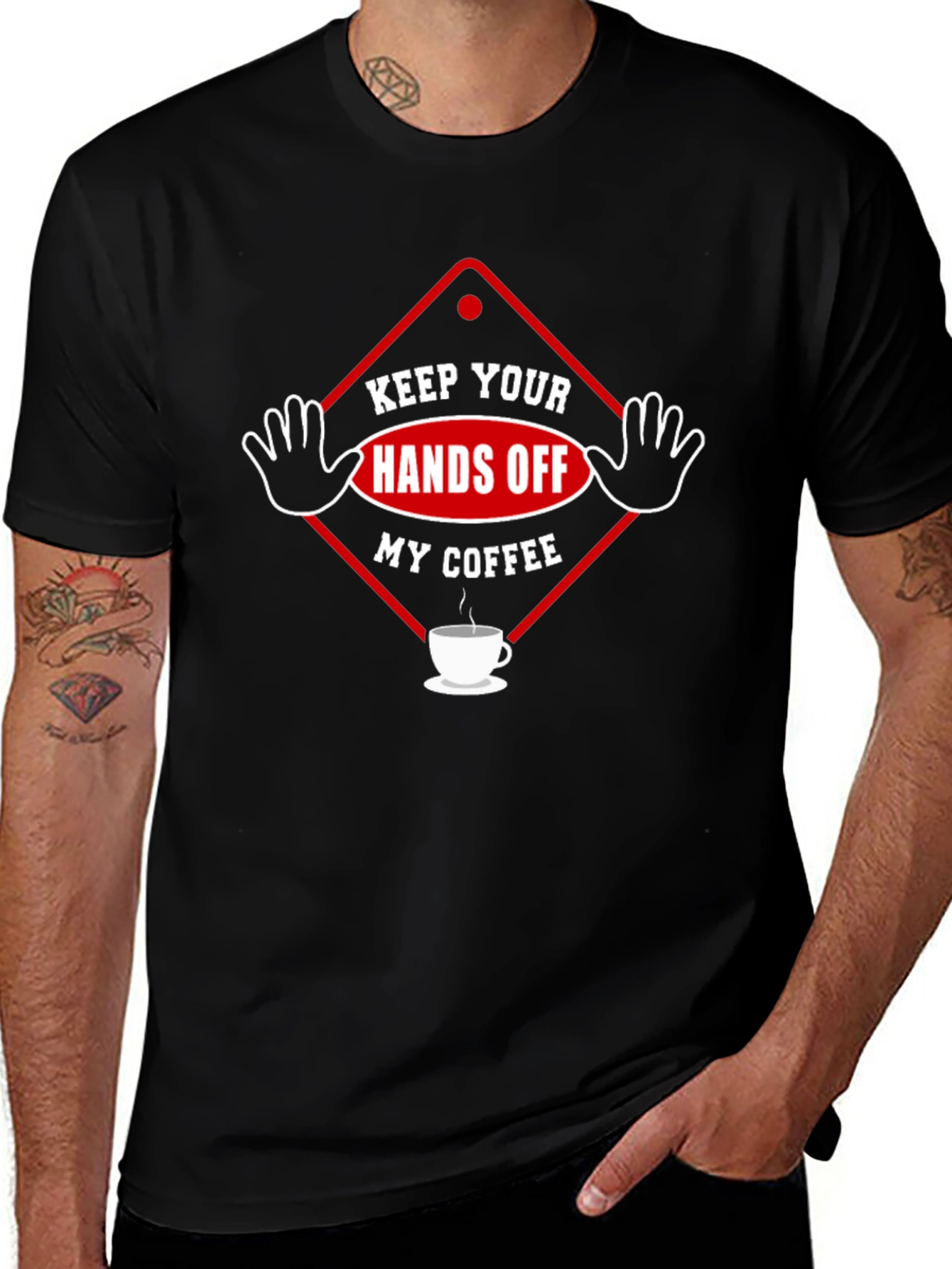 Keep Your Hands Off My Coffee Black T-Shirt