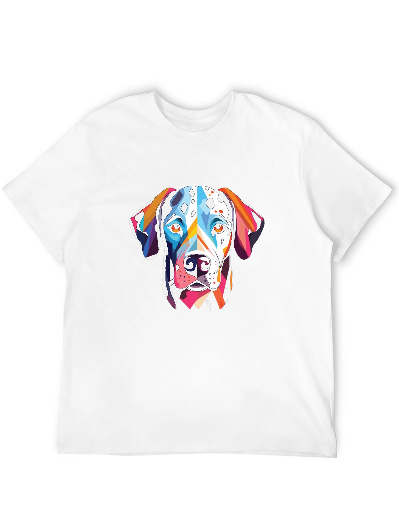 Abstract Dalmatian Dog Graphic Tee - Black Cotton T-Shirt