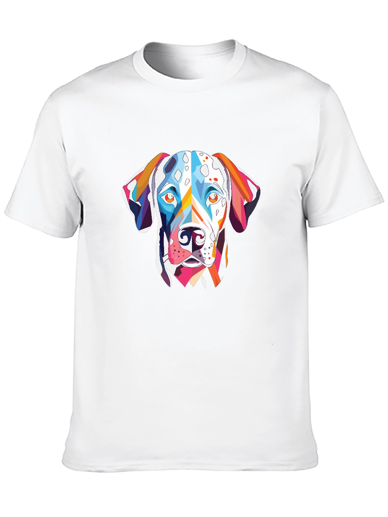 Abstract Dalmatian Dog Graphic Tee - Black Cotton T-Shirt