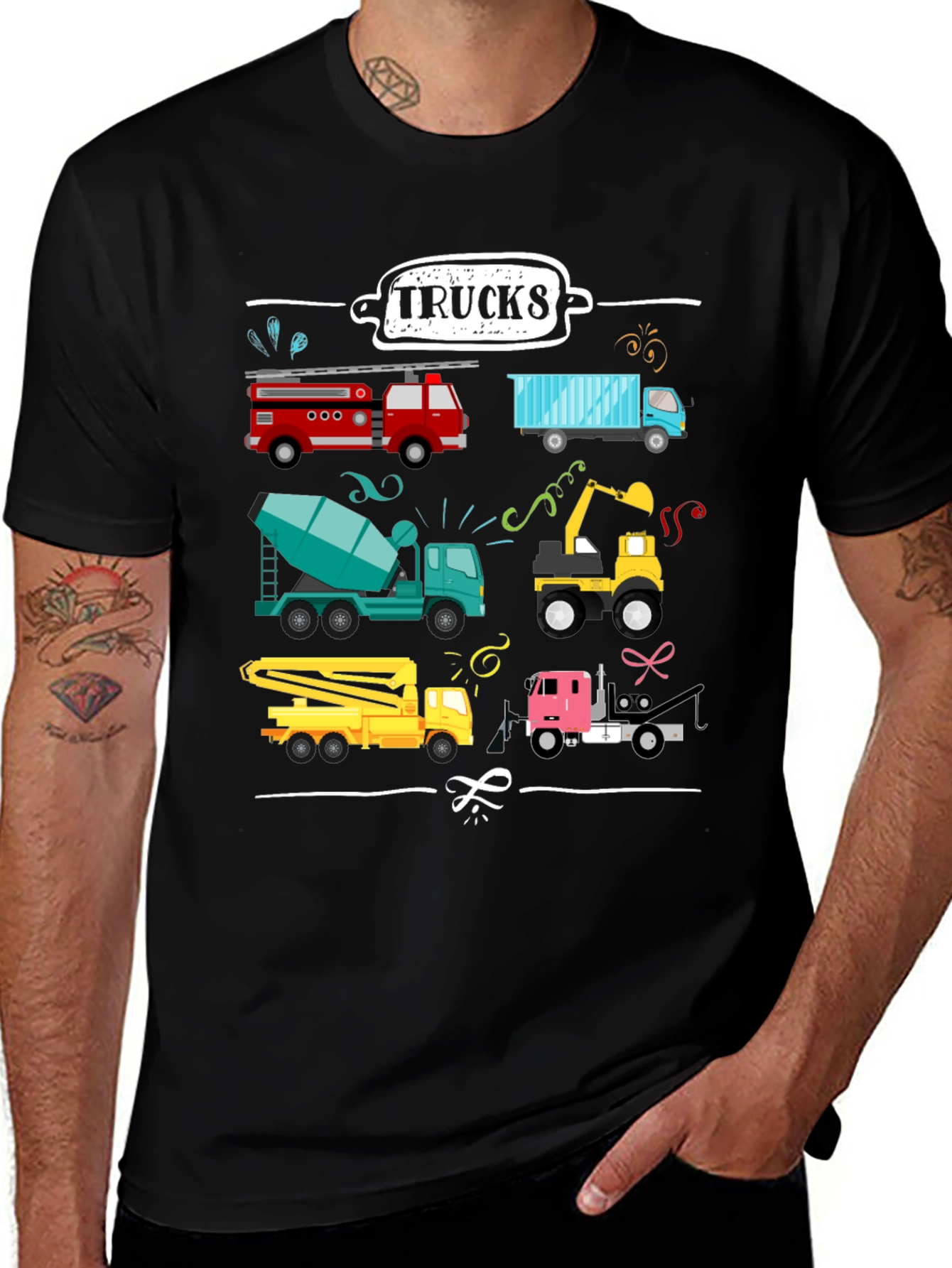 Trucks Graphic Tee - Construction Vehicles