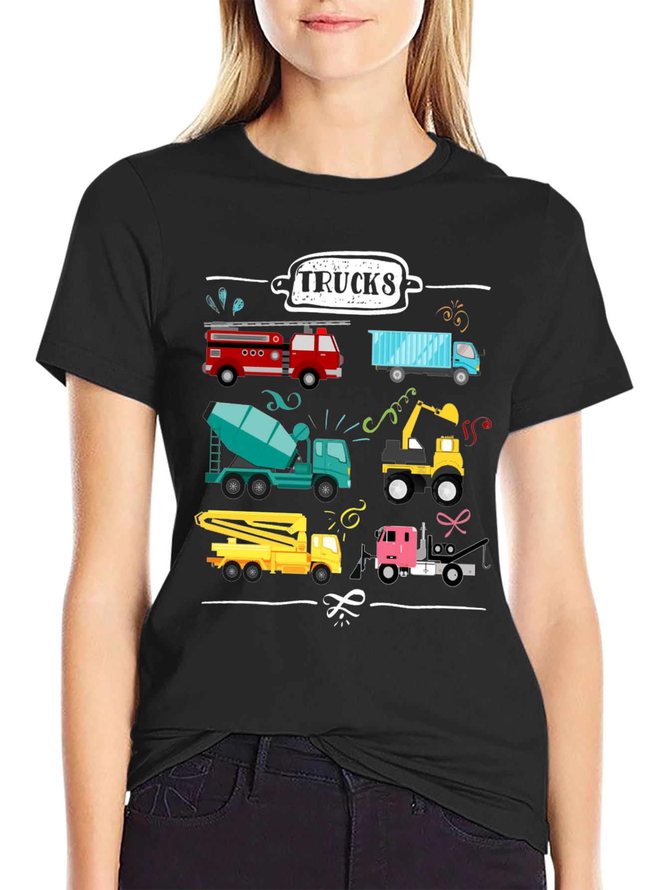Trucks Graphic Tee - Construction Vehicles