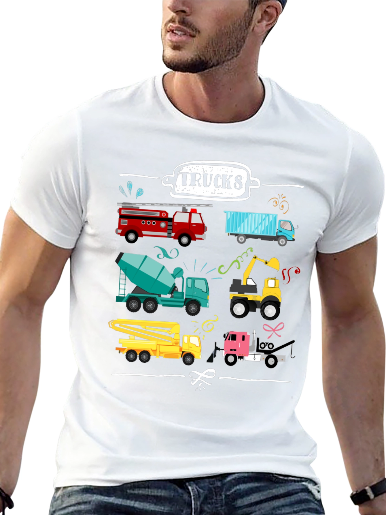 Trucks Graphic Tee - Construction Vehicles