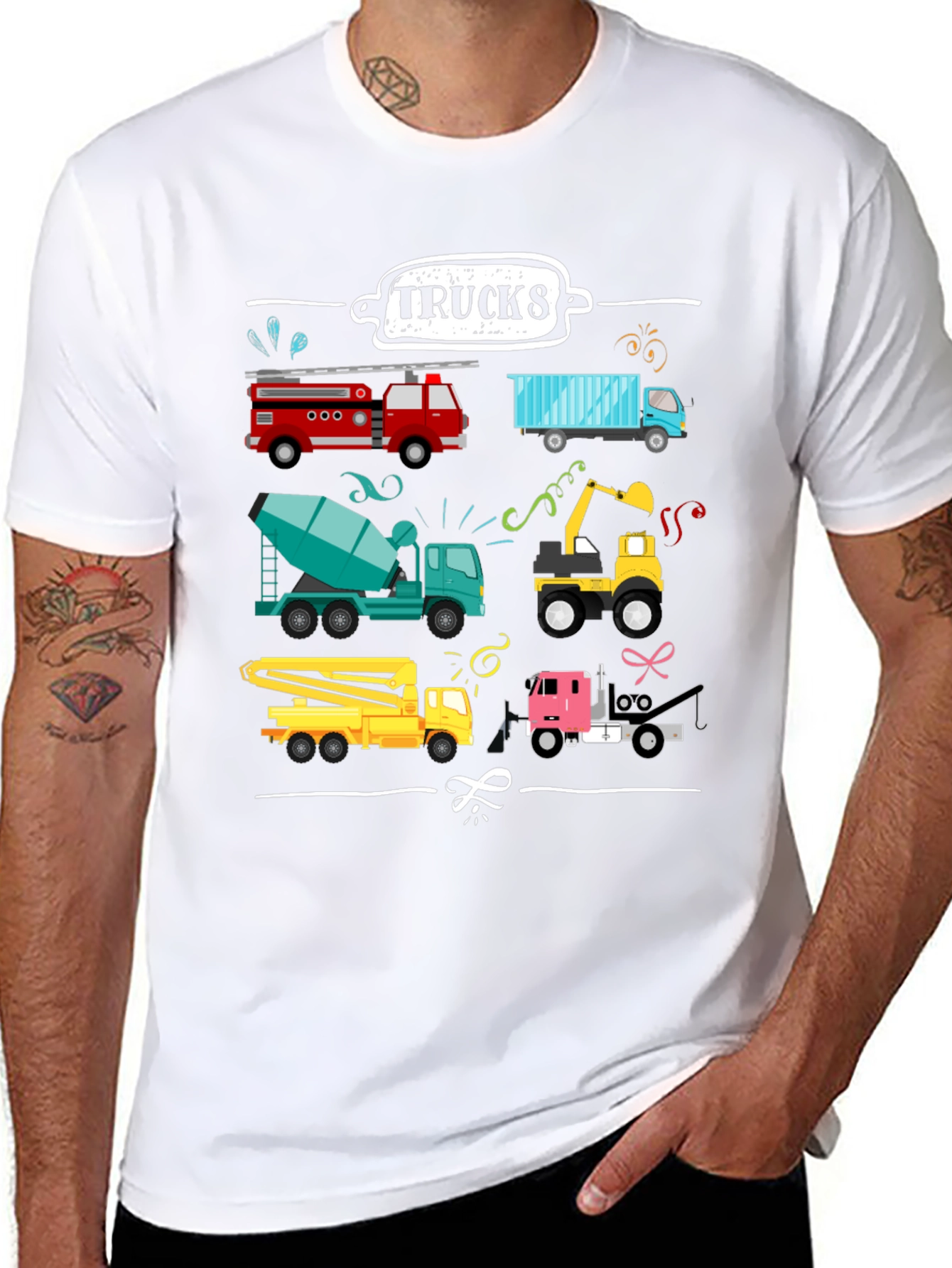 Trucks Graphic Tee - Construction Vehicles