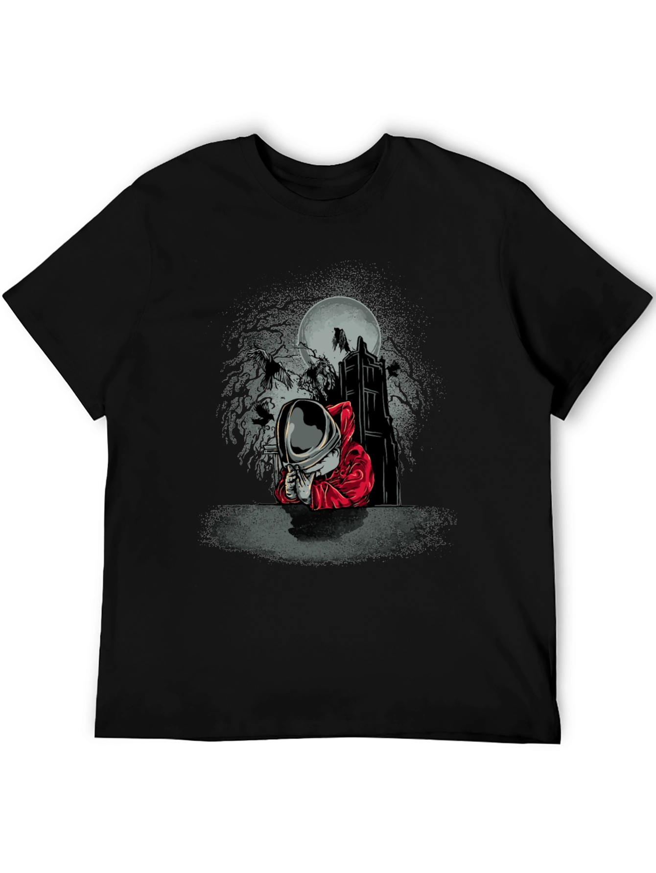 Astronaut Raven Moon T-Shirt - Gothic Space Tee