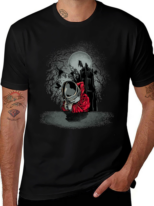 Astronaut Raven Moon T-Shirt - Gothic Space Tee