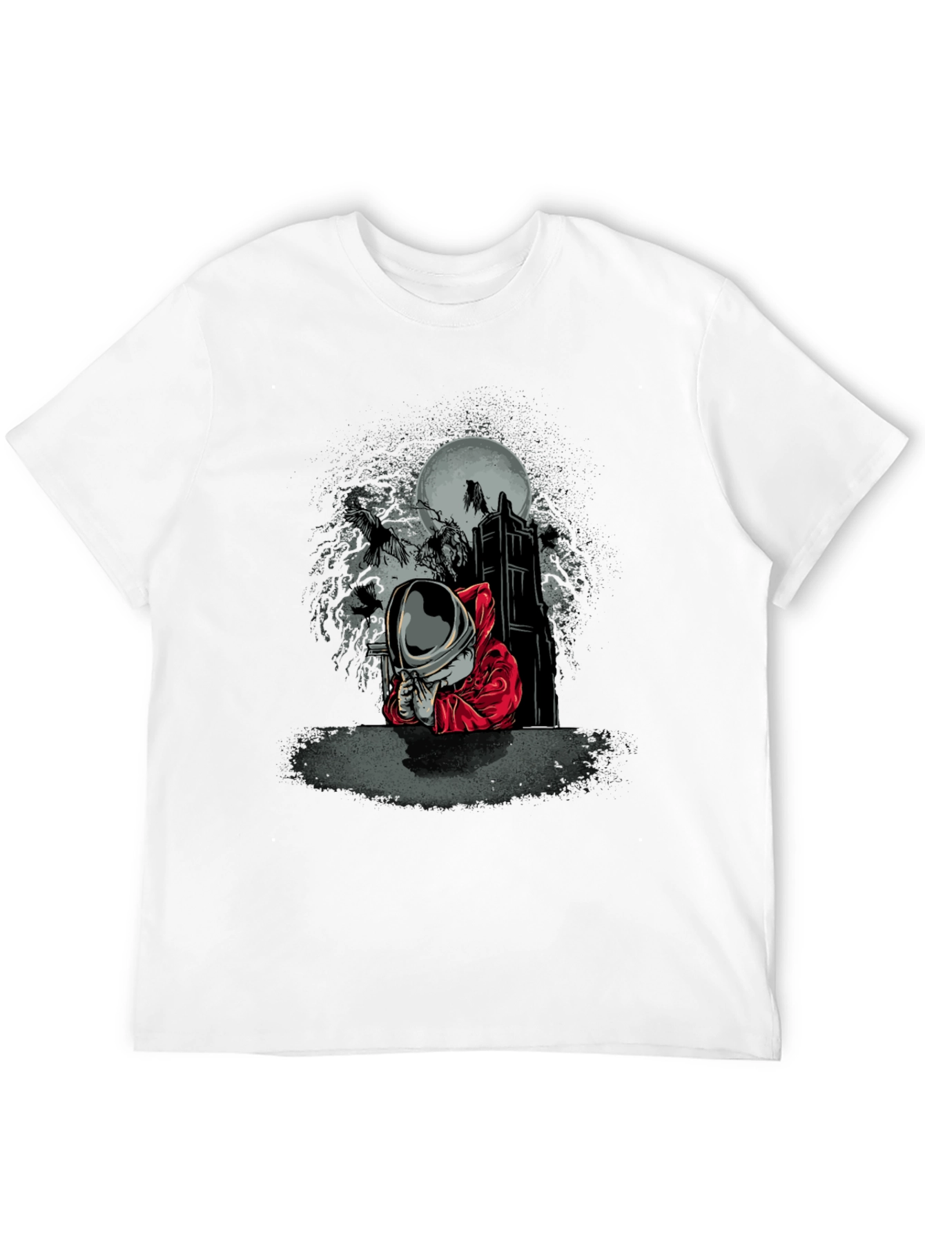 Astronaut Raven Moon T-Shirt - Gothic Space Tee