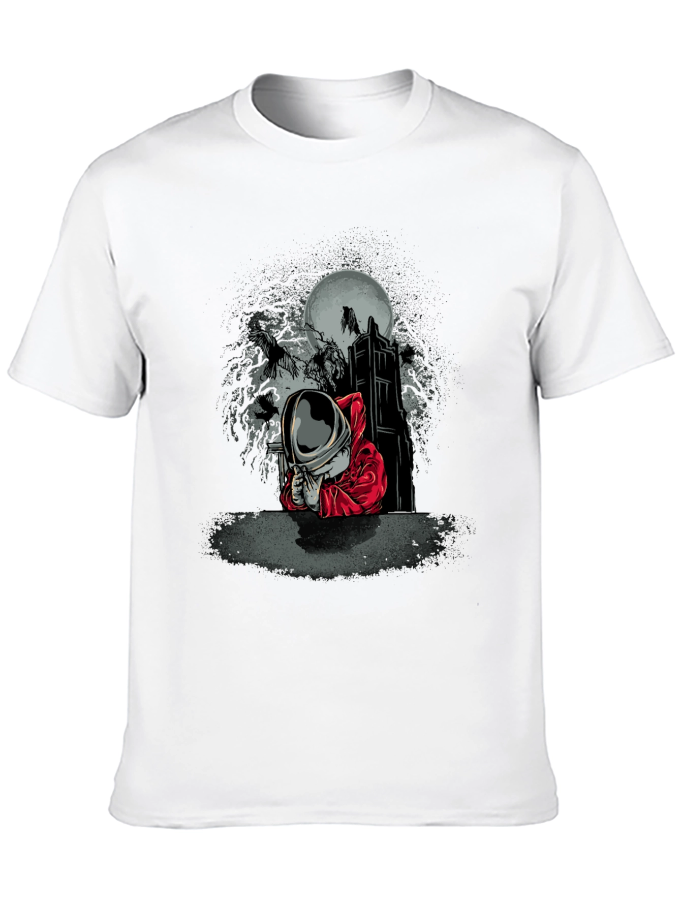 Astronaut Raven Moon T-Shirt - Gothic Space Tee