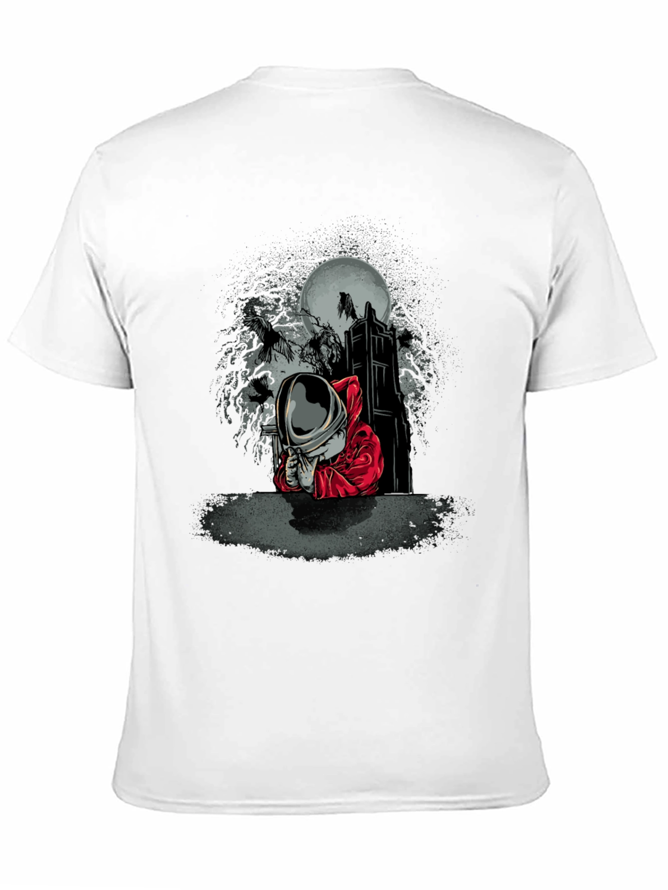 Astronaut Raven Moon T-Shirt - Gothic Space Tee