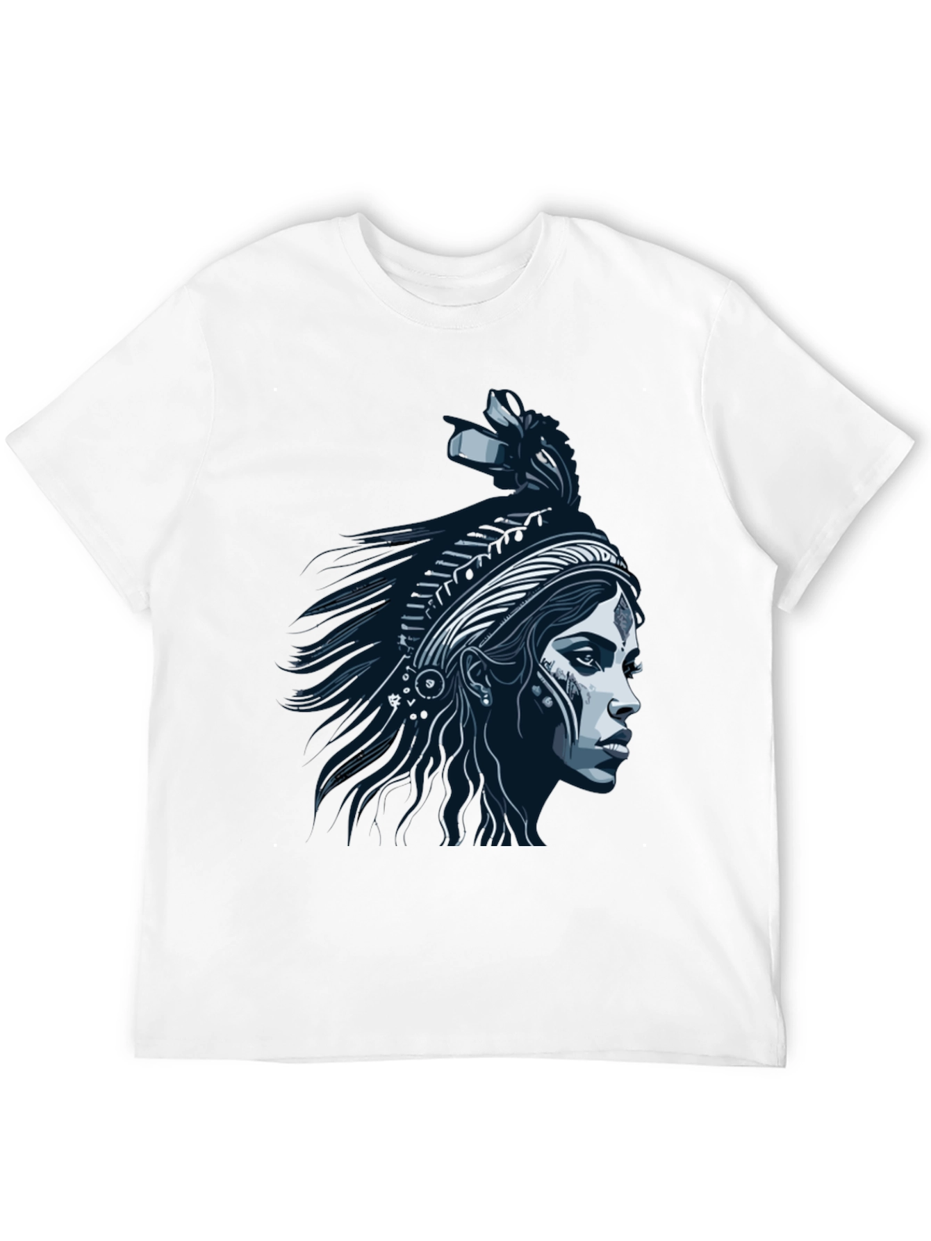 Native Headdress Graphic Tee - Black Cotton T-Shirt