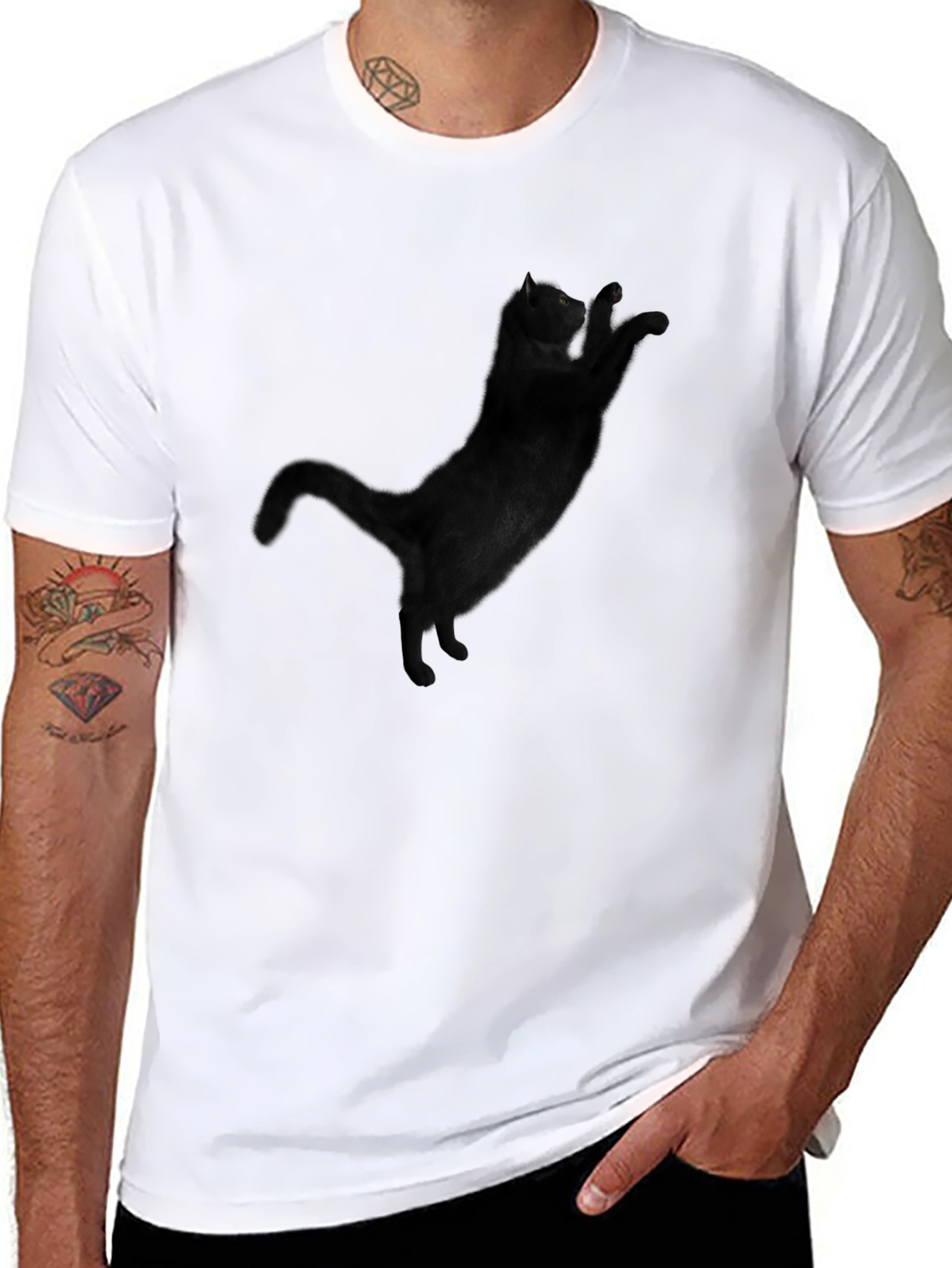 Mens Black Cat Graphic T-Shirt