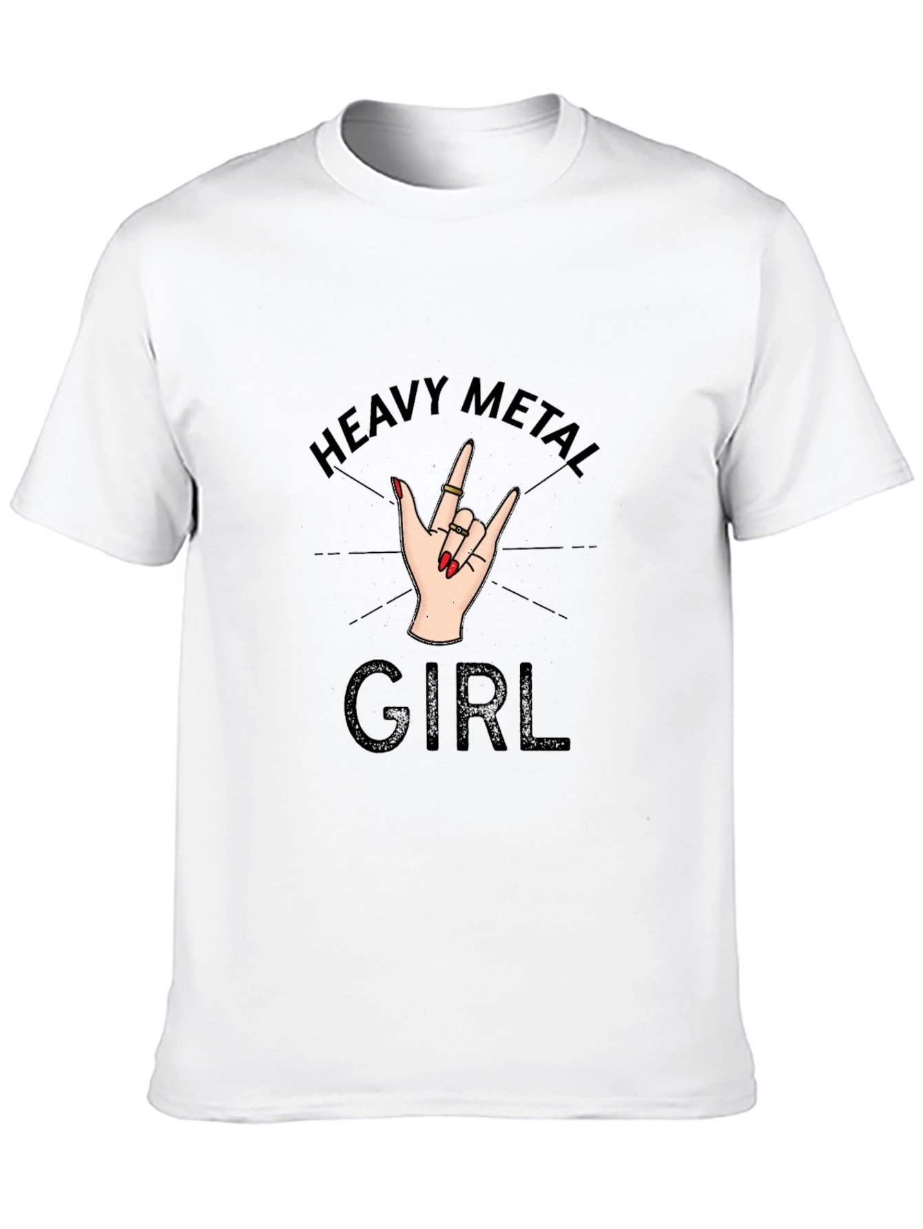 Heavy Metal Girl T-Shirt - Rock On Hand Sign