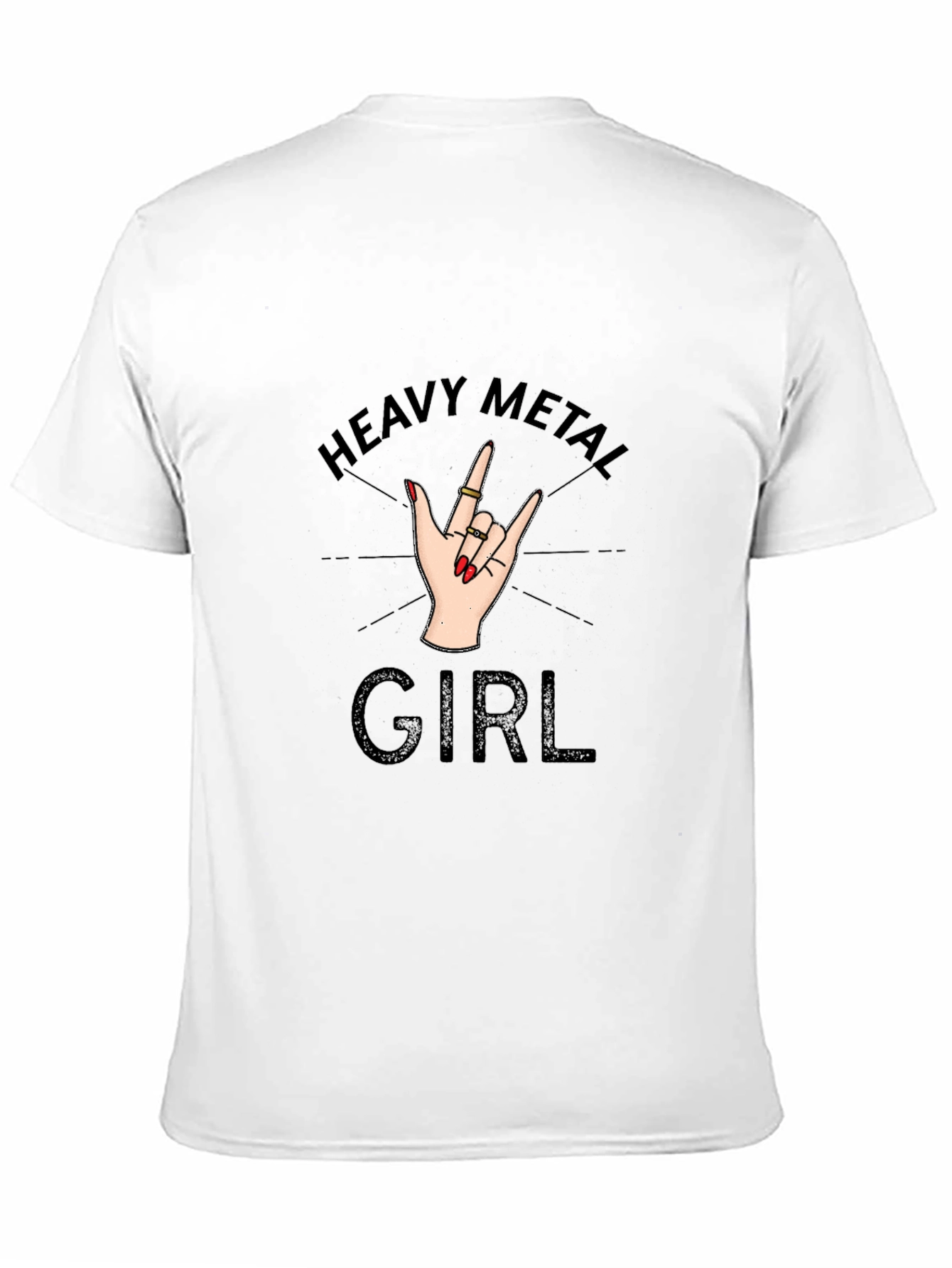 Heavy Metal Girl T-Shirt - Rock On Hand Sign