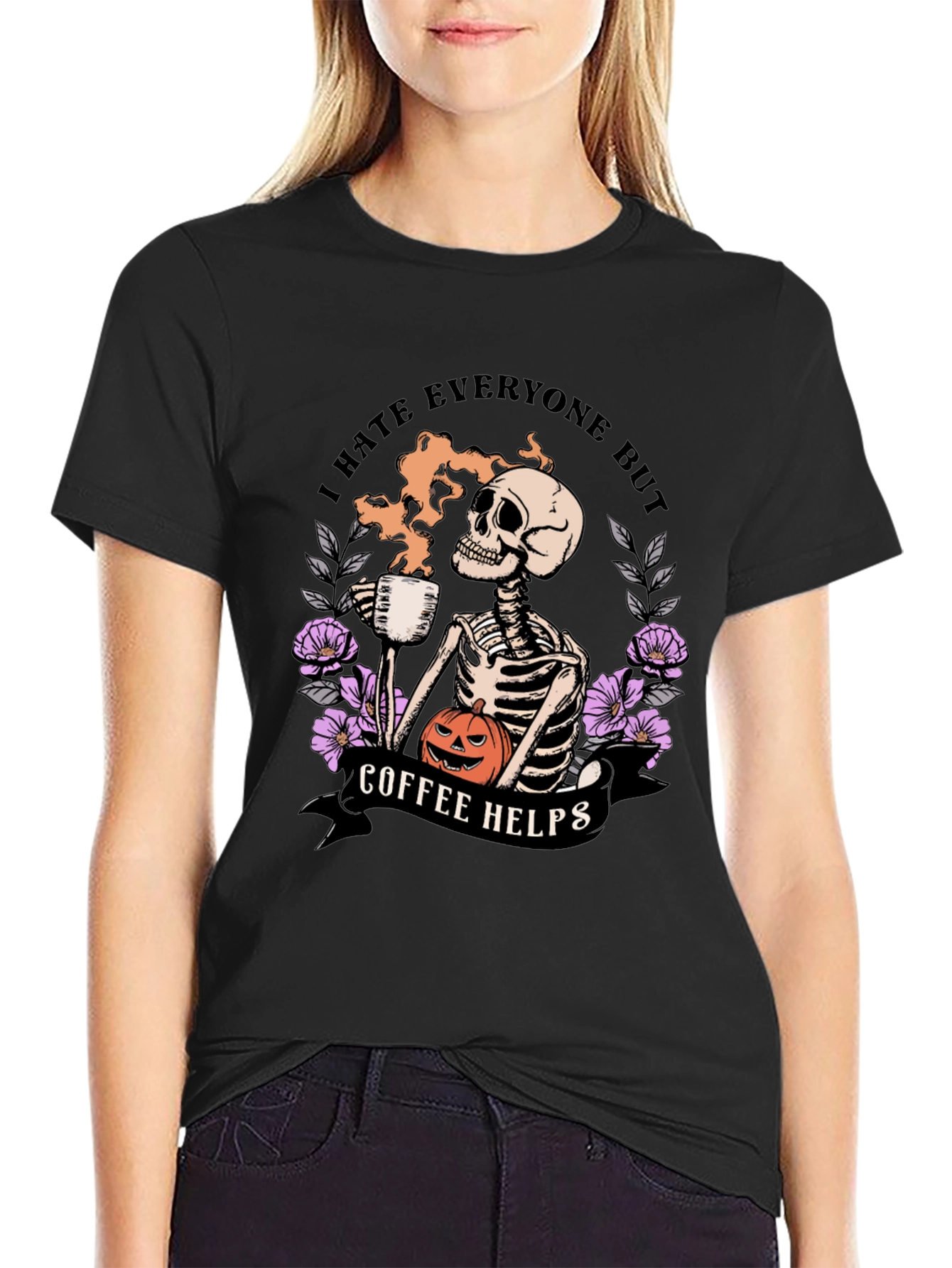 Coffee Helps Skeleton Graphic Tee